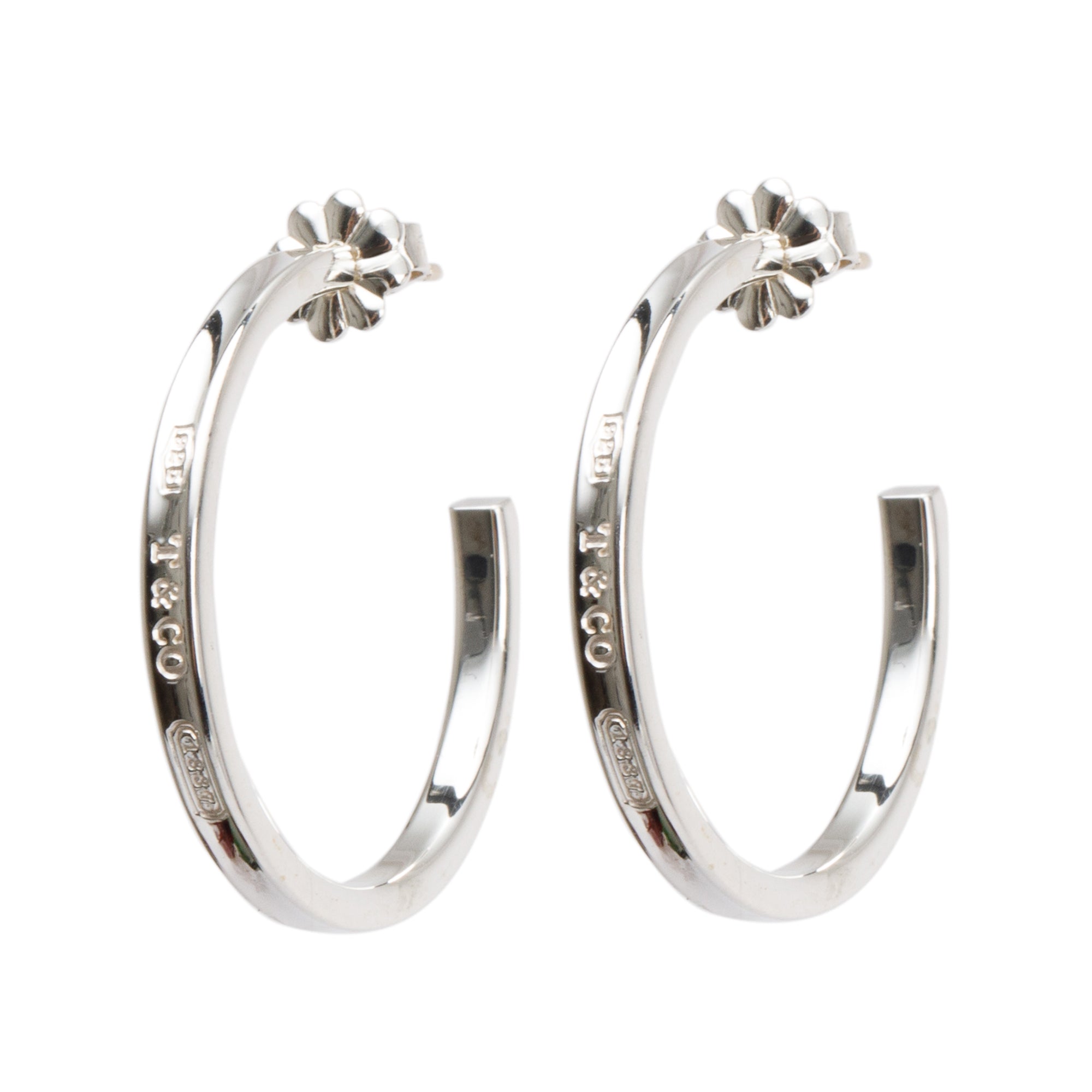 Tiffany & Co. Sterling Silver 1837 Medium Narrow Hoop Earrings