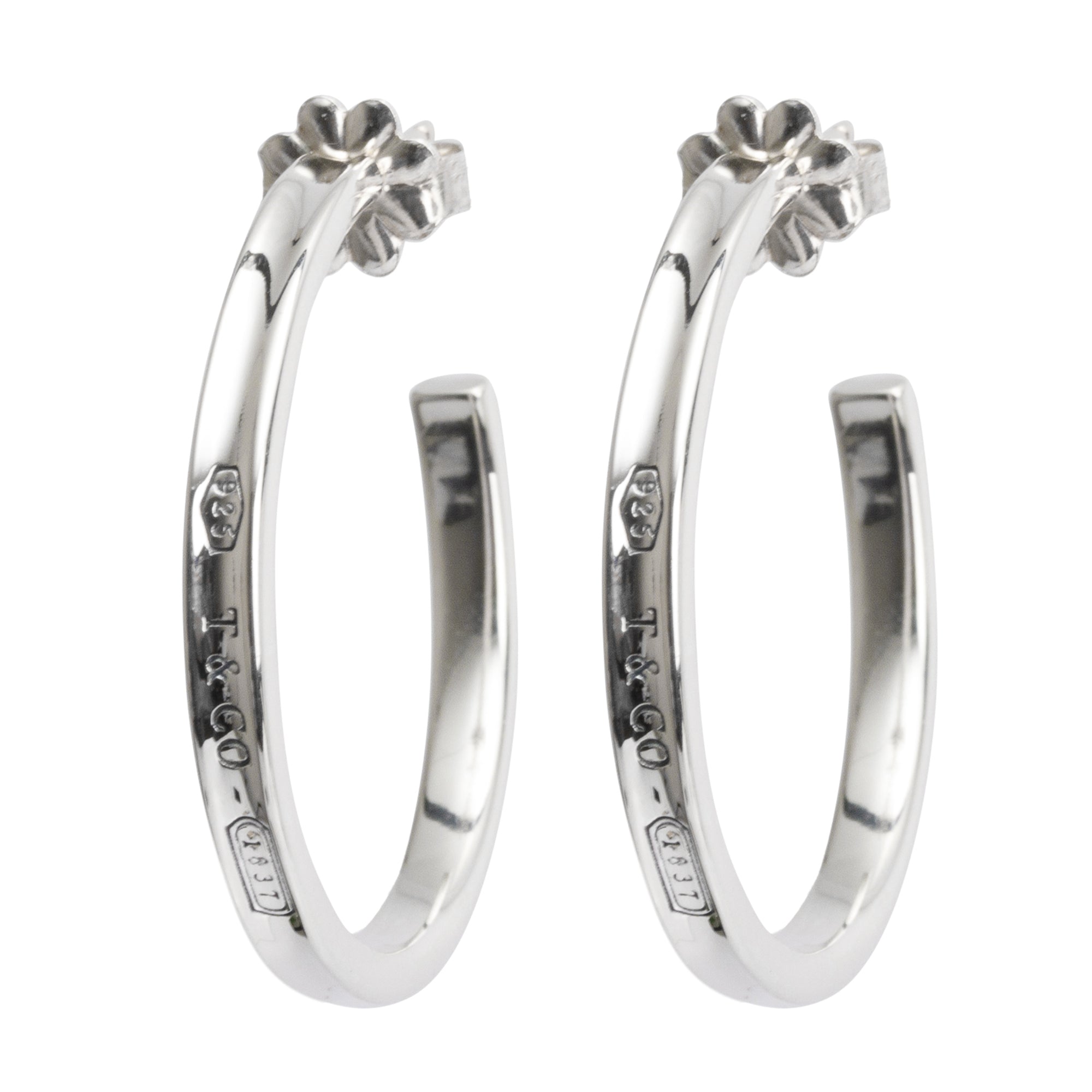 Tiffany & Co. Sterling Silver 1837 Medium Narrow Hoop Earrings