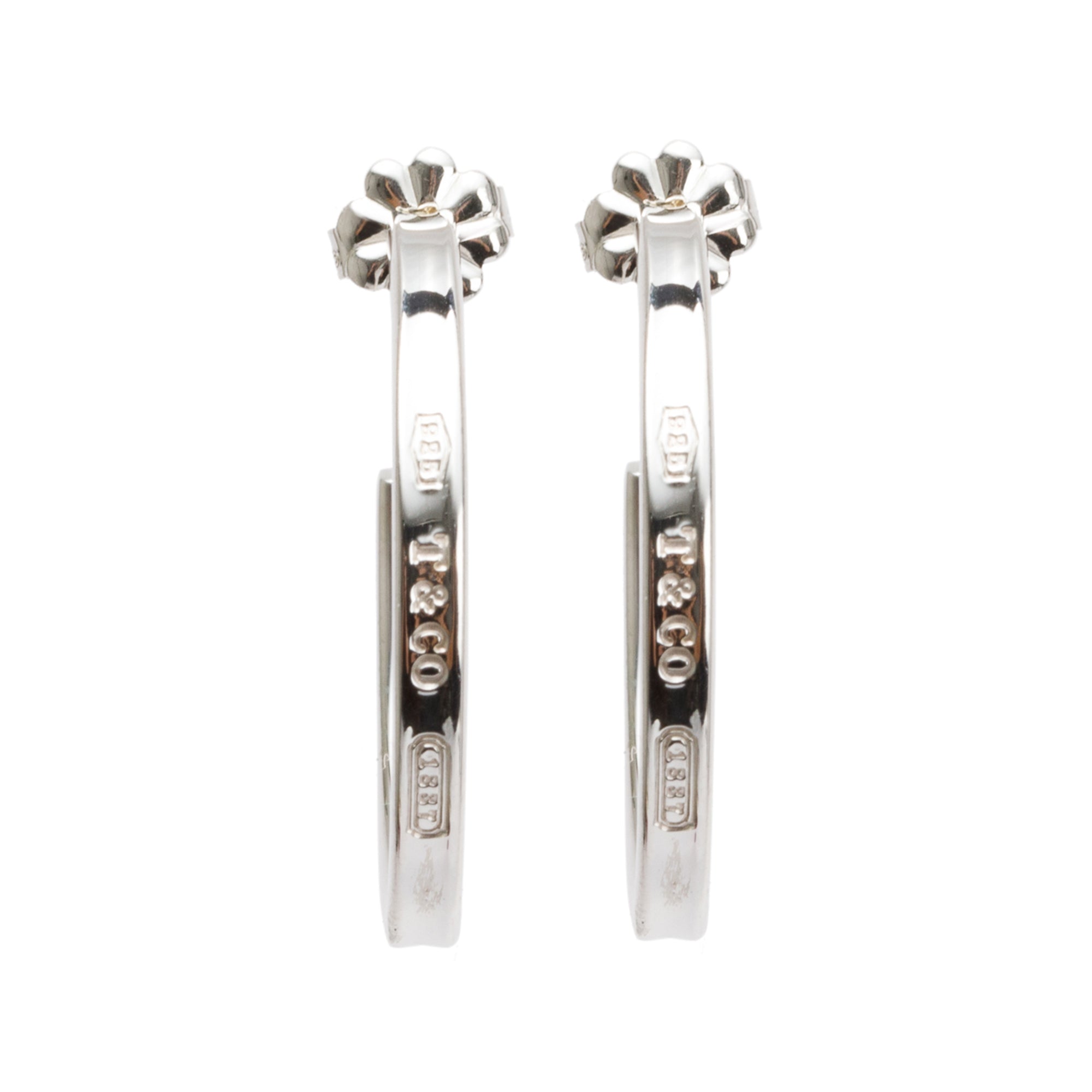Tiffany & Co. Sterling Silver 1837 Medium Narrow Hoop Earrings