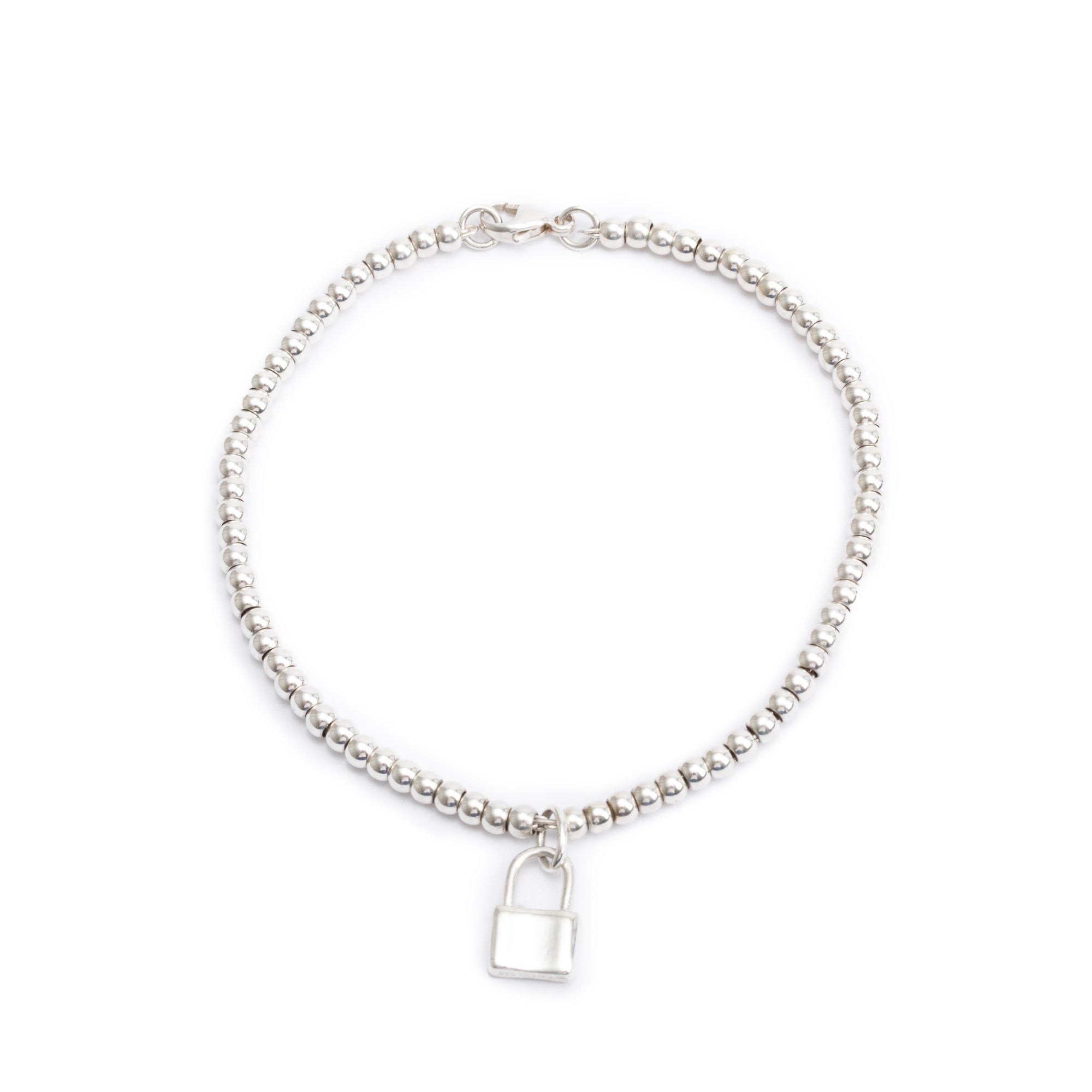 Tiffany & Co. Sterling Silver 1837 Mini Lock 3MM Bead Bracelet