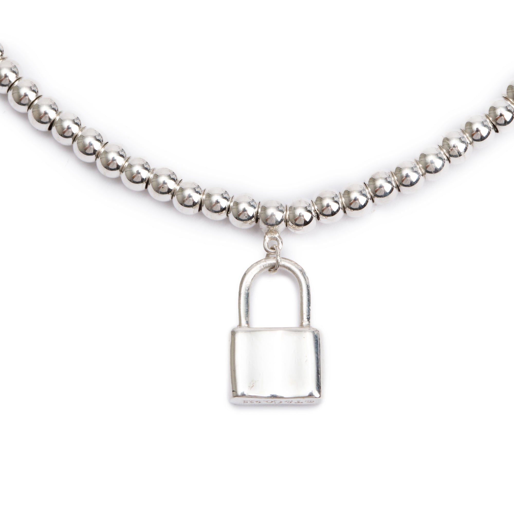 Tiffany & Co. Sterling Silver 1837 Mini Lock 3MM Bead Bracelet
