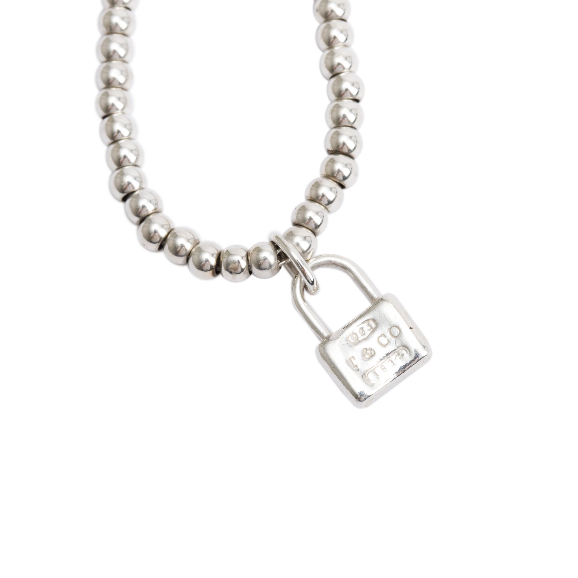 Tiffany & Co. Sterling Silver 1837 Mini Lock 3MM Bead Bracelet