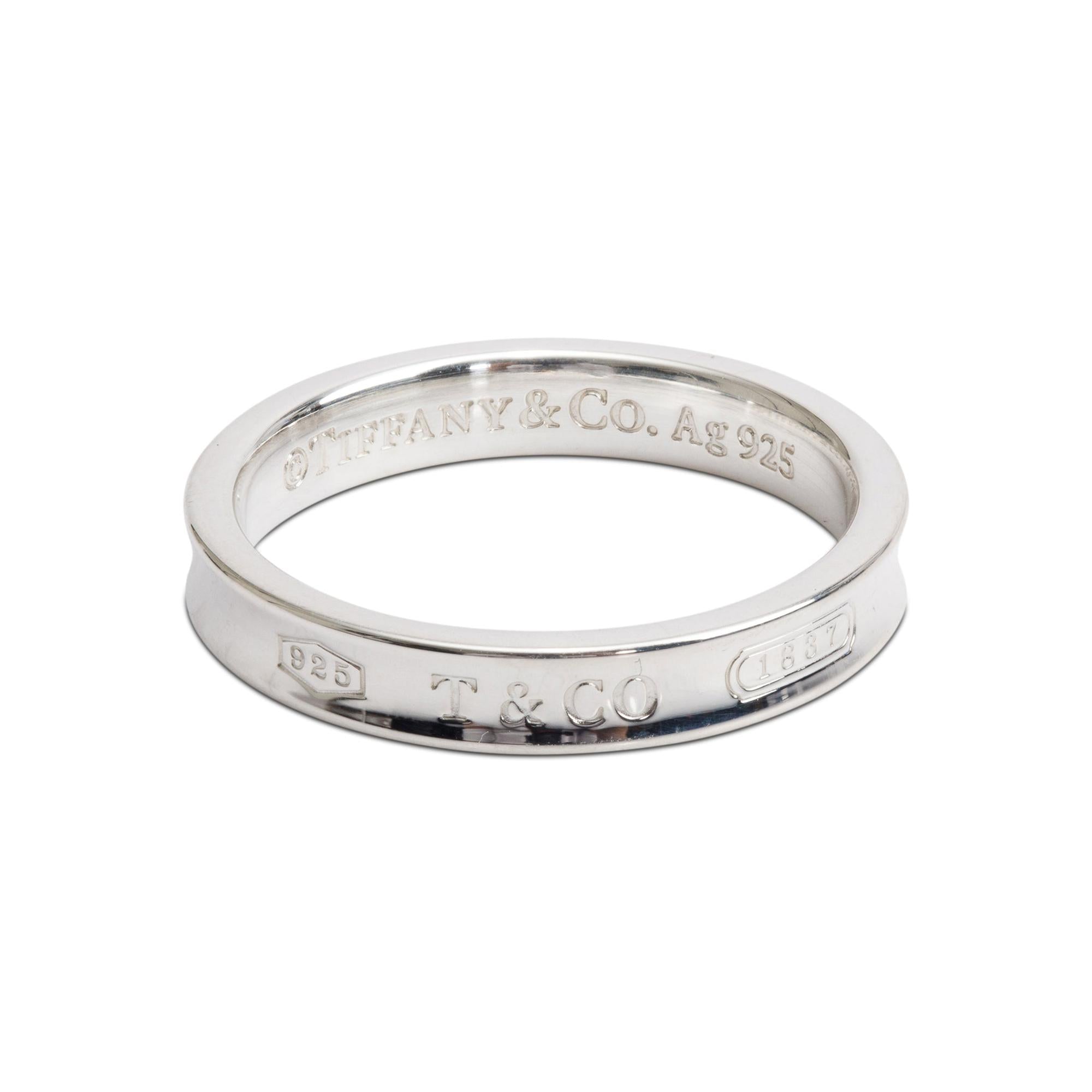 Tiffany & Co. Sterling Silver 1837 Narrow Ring, Size 10