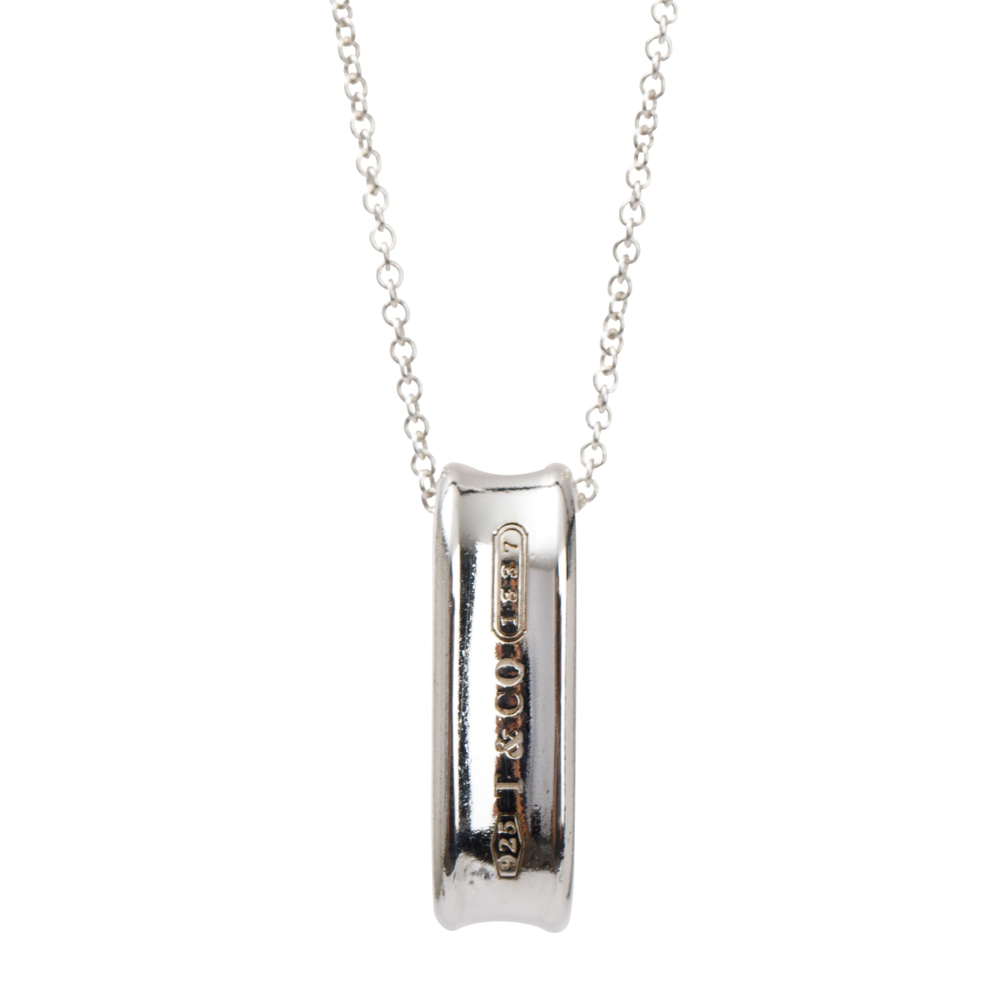 Tiffany & Co. Sterling Silver 1837 Oval Pendant Necklace