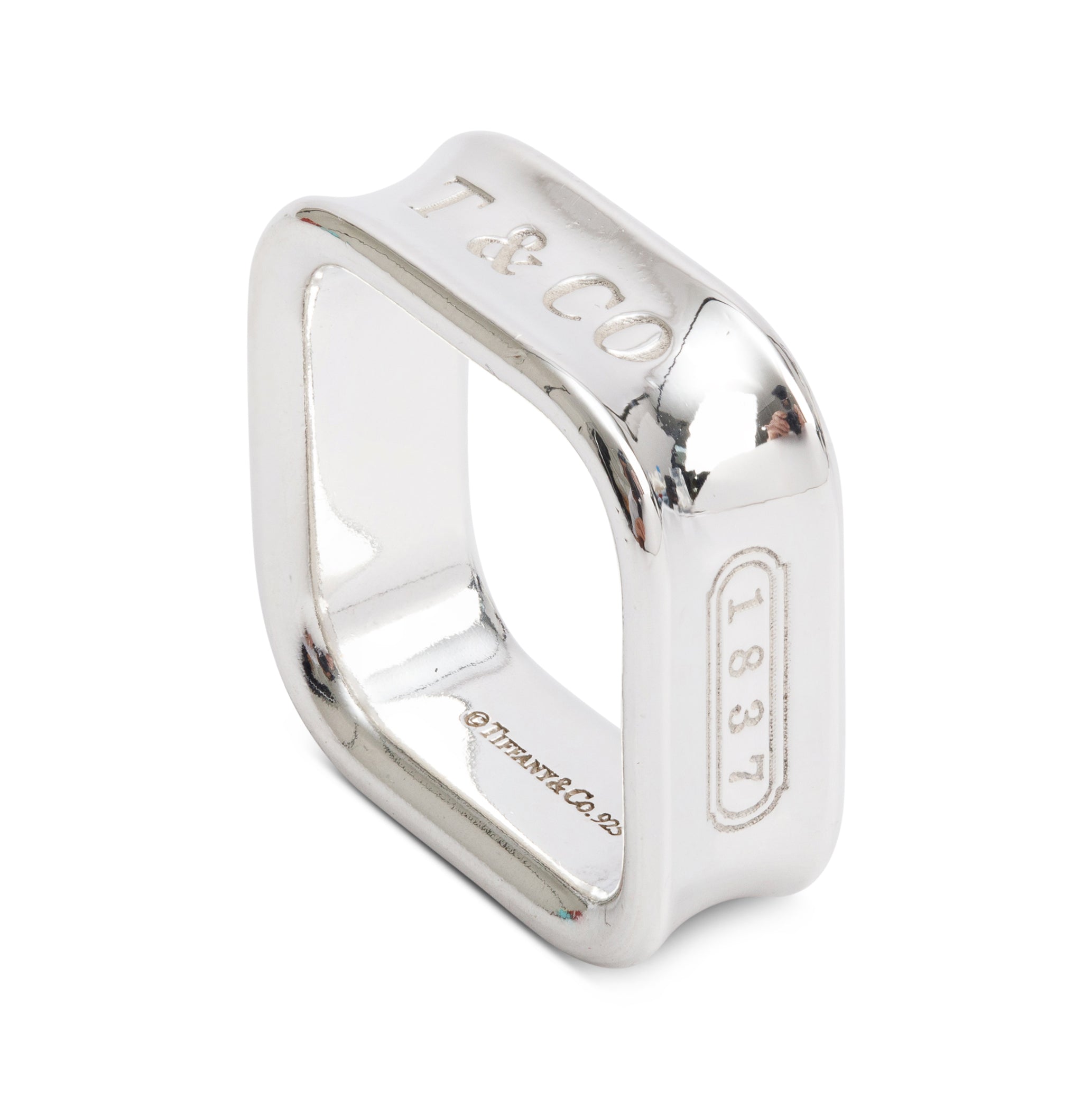 Tiffany & Co. Sterling Silver 1837 Square Ring, Size 7.5