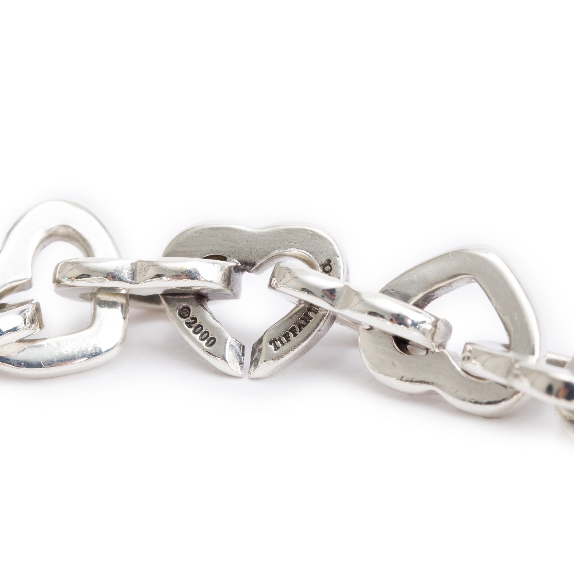 Tiffany & Co. Sterling Silver & 18k Yellow Gold Heart Link Bracelet w/ Box