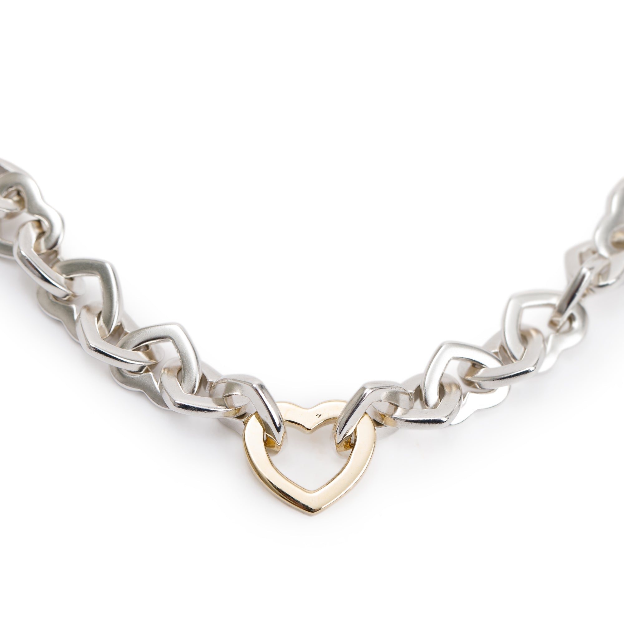 Tiffany & Co. Sterling Silver & 18k Yellow Gold Heart Link Necklace