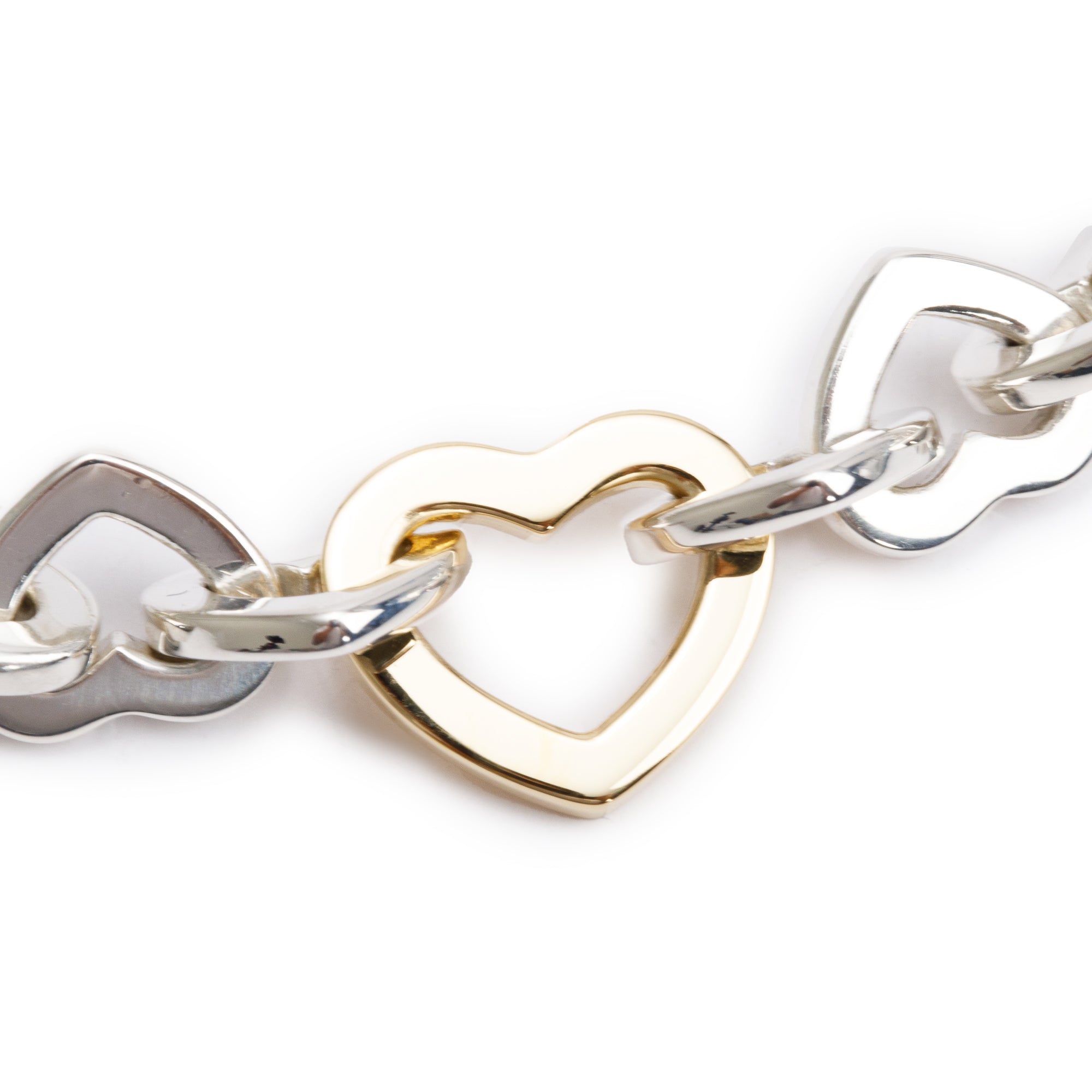 Tiffany & Co. Sterling Silver & 18k Yellow Gold Heart Link Necklace