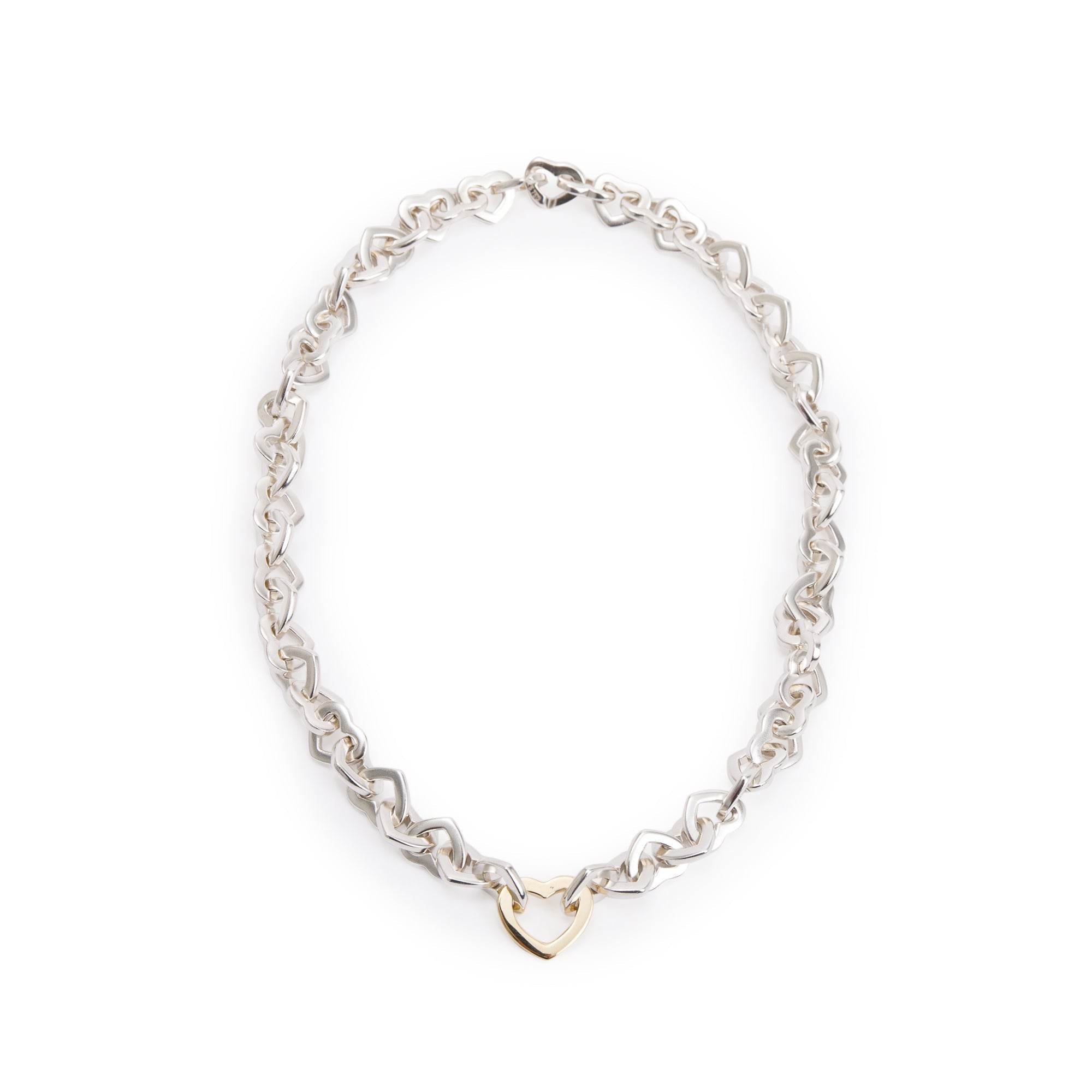 Tiffany & Co. Sterling Silver & 18k Yellow Gold Heart Link Necklace