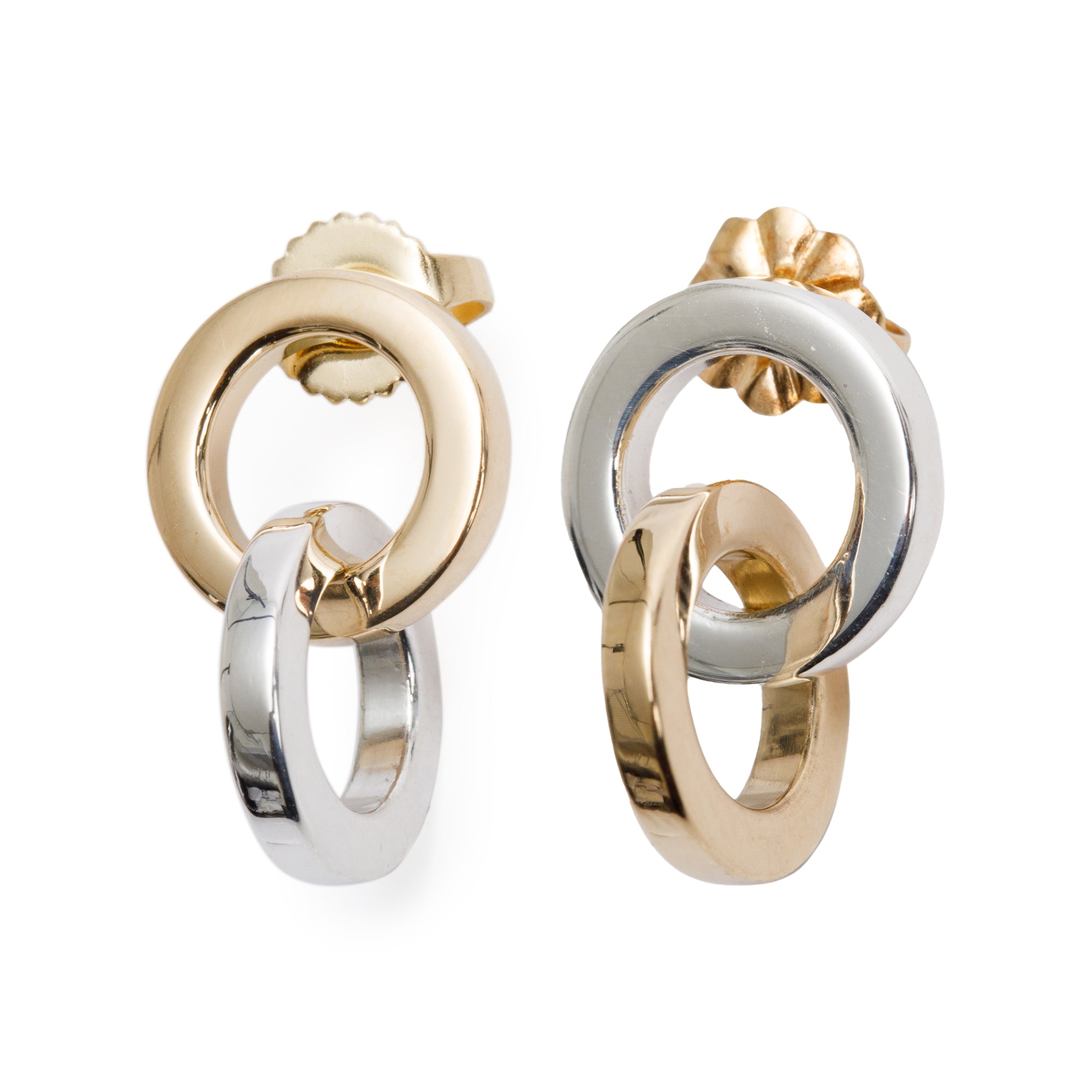Tiffany & Co. Sterling Silver & 18k Yellow Gold Interlocking Circle Drop Earrings