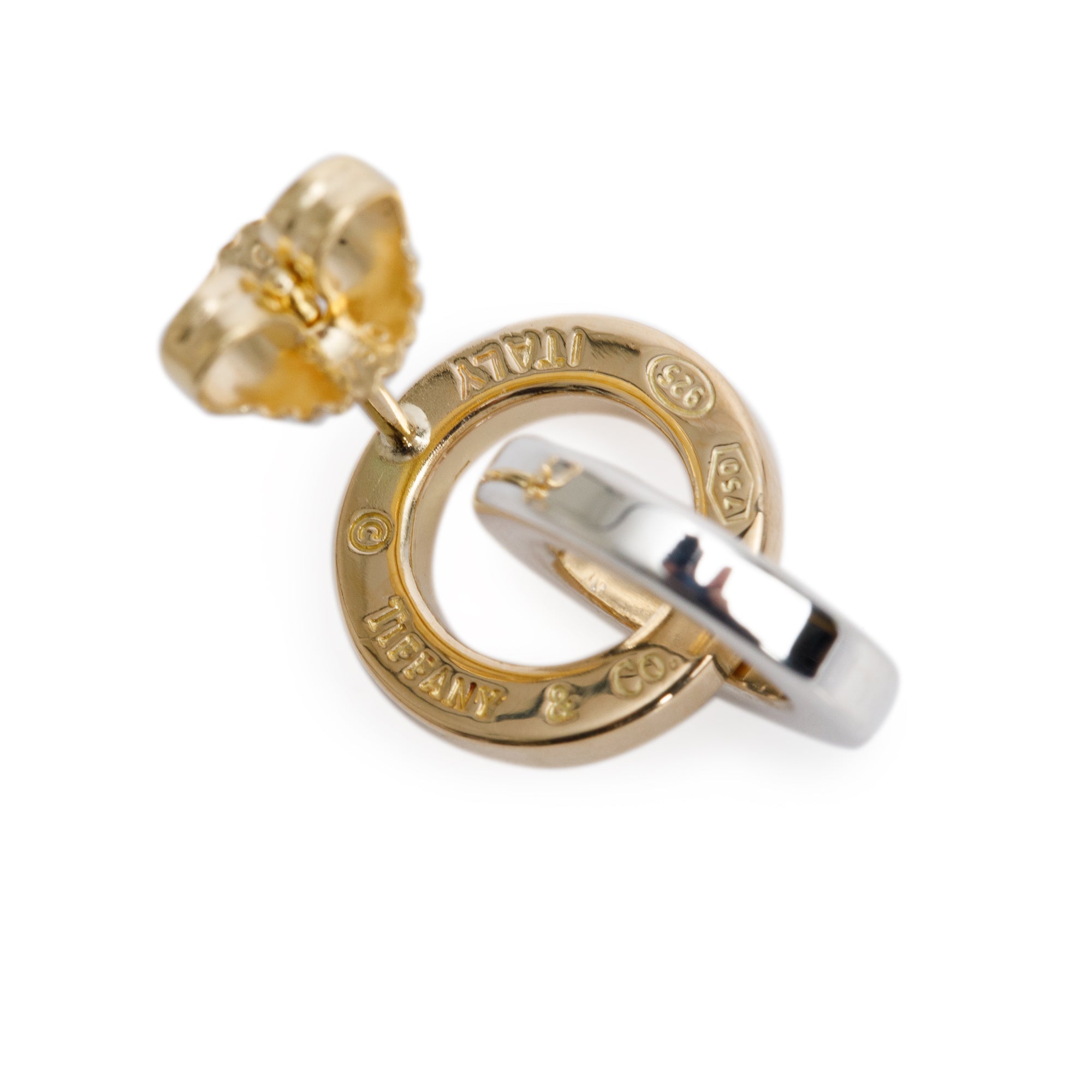 Tiffany & Co. Sterling Silver & 18k Yellow Gold Interlocking Circle Drop Earrings