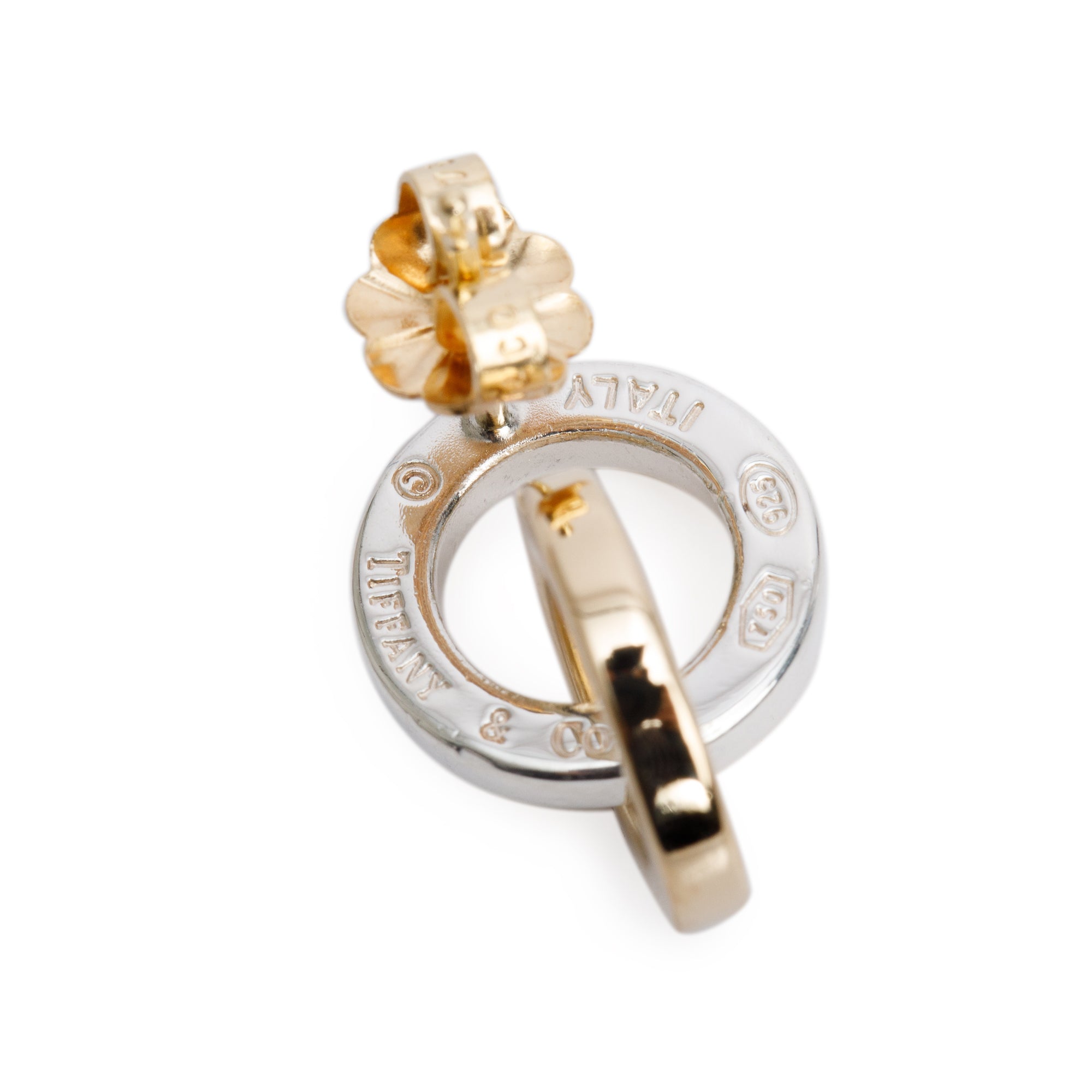 Tiffany & Co. Sterling Silver & 18k Yellow Gold Interlocking Circle Drop Earrings