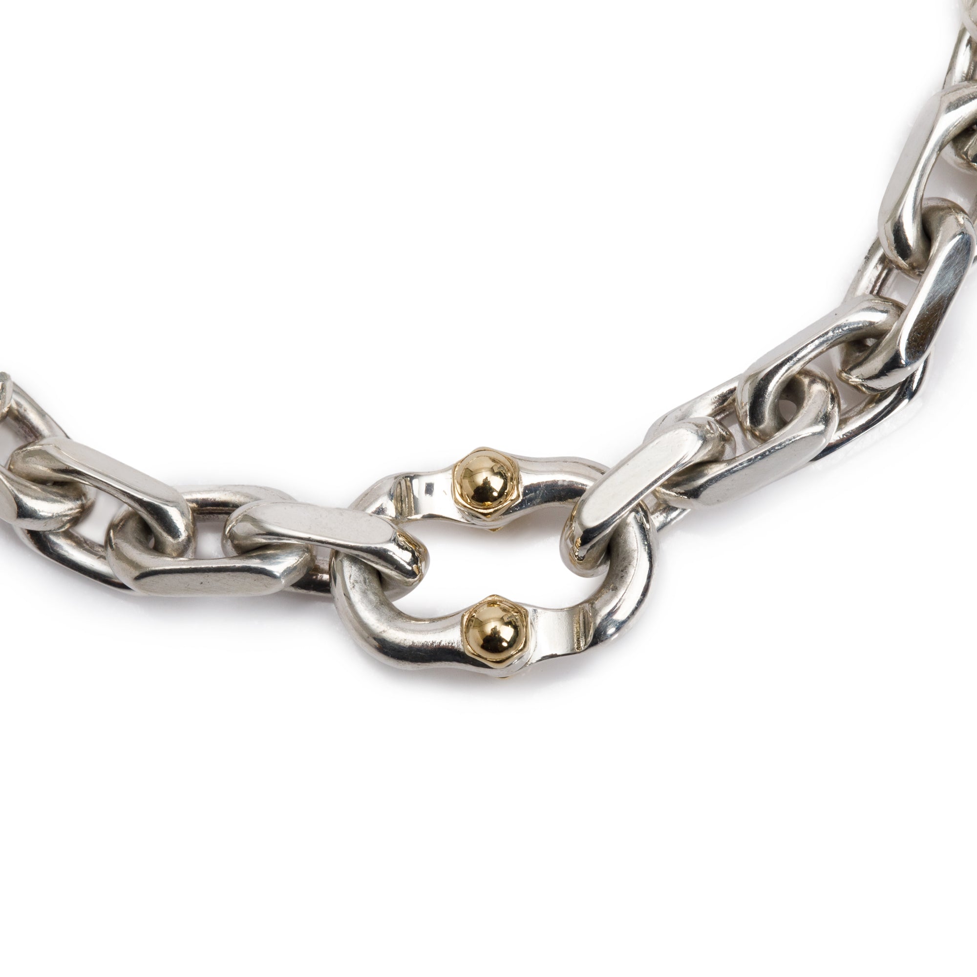 Tiffany & Co. Sterling Silver & 18k Yellow Gold Makers Narrow Chain Bracelet