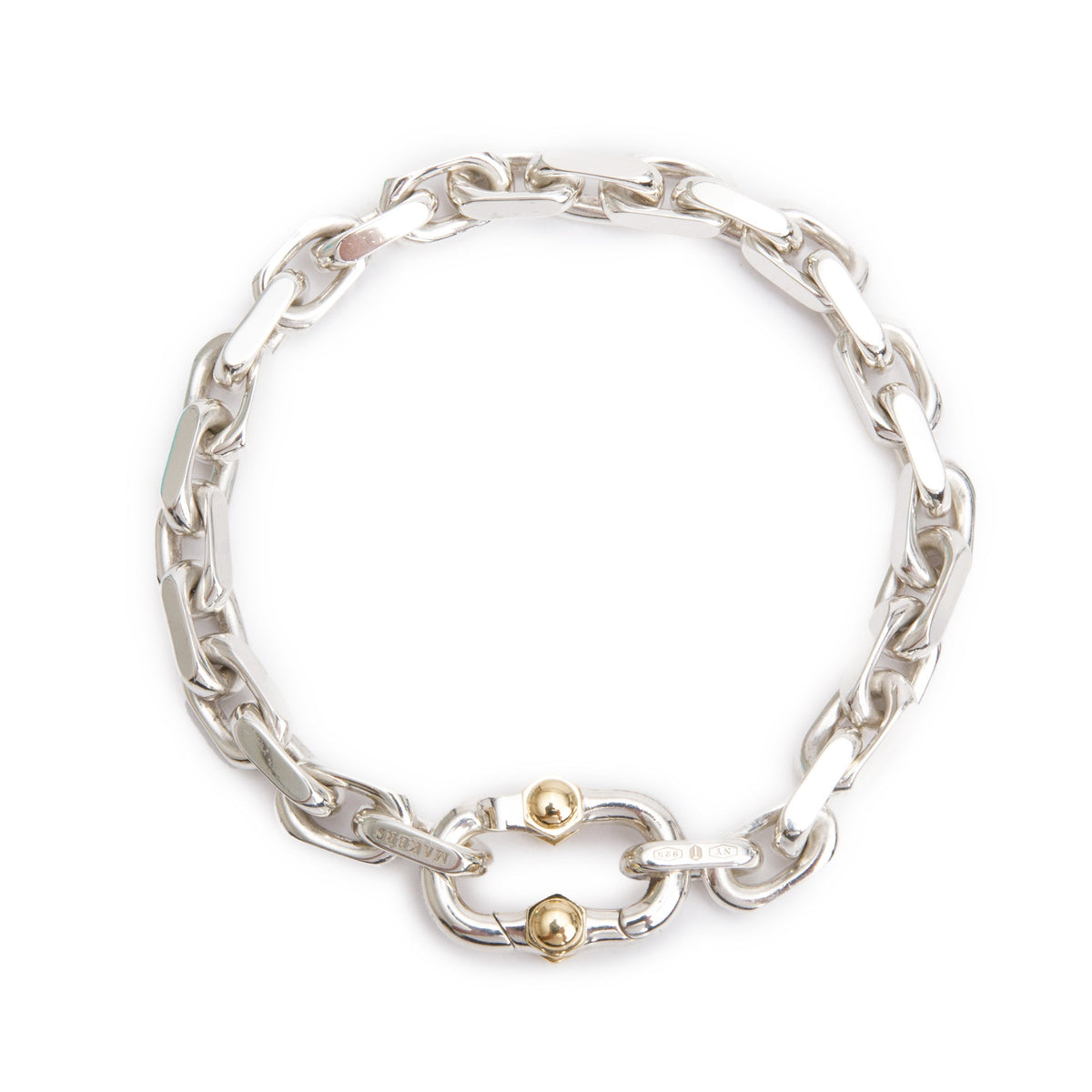Tiffany & Co. Sterling Silver & 18k Yellow Gold Makers Wide Chain Brac