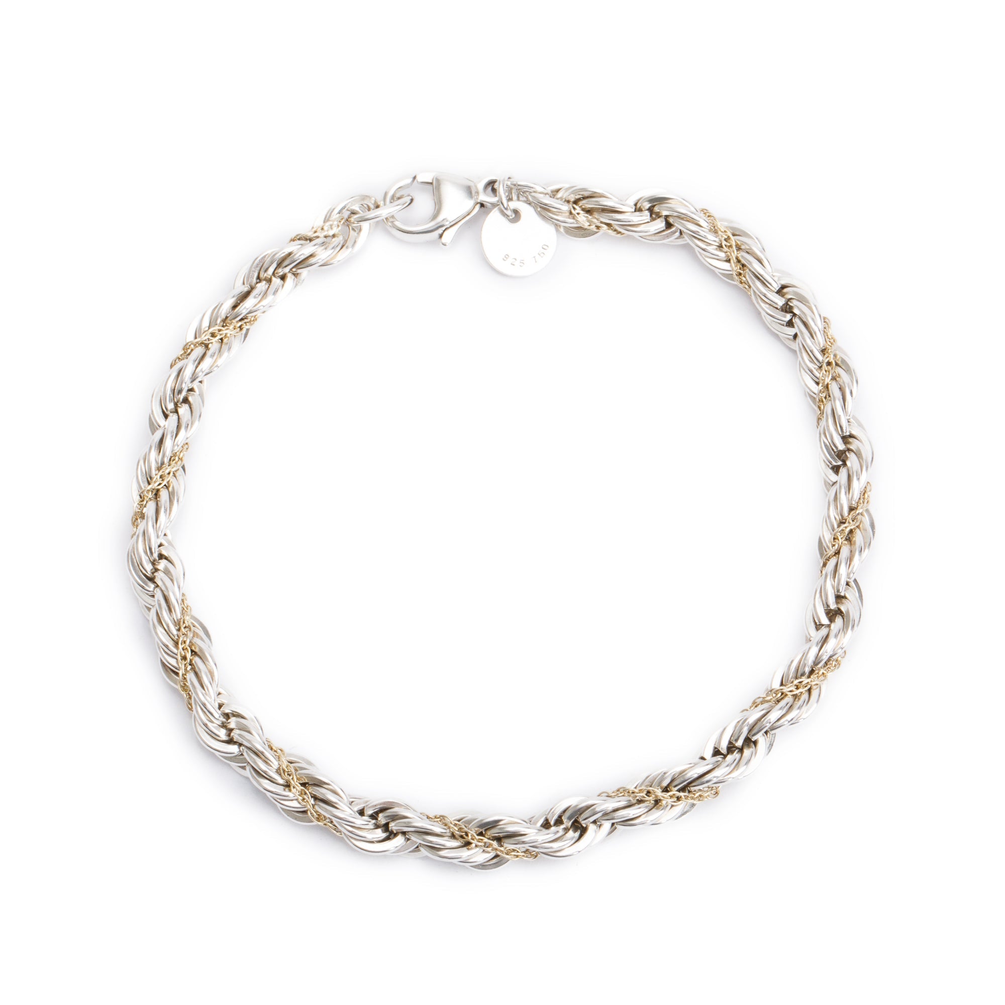 Tiffany & Co. Sterling Silver & 18k Yellow Gold Rope Chain Bracelet