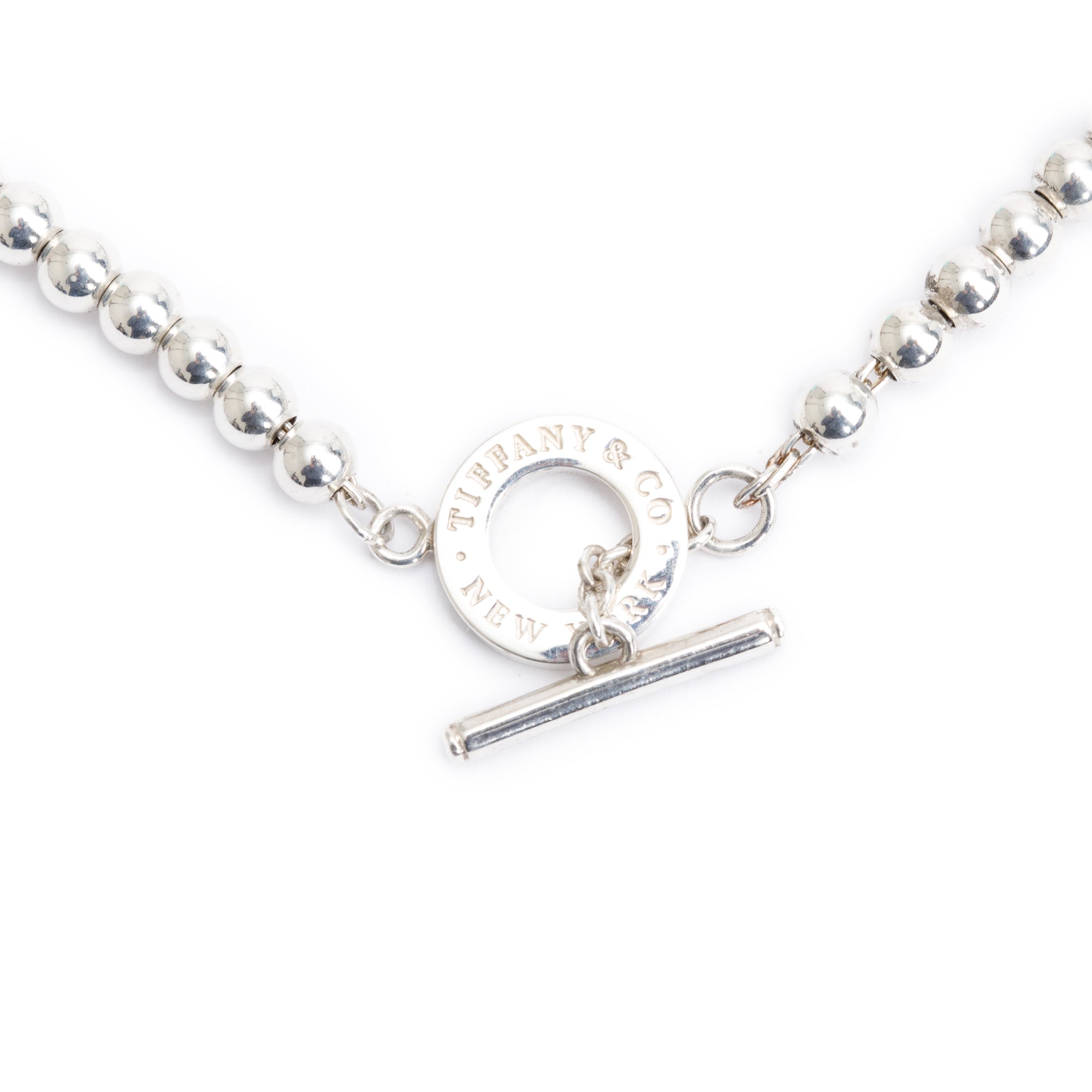 Tiffany & Co. Sterling Silver 4 MM Bead Toggle Necklace