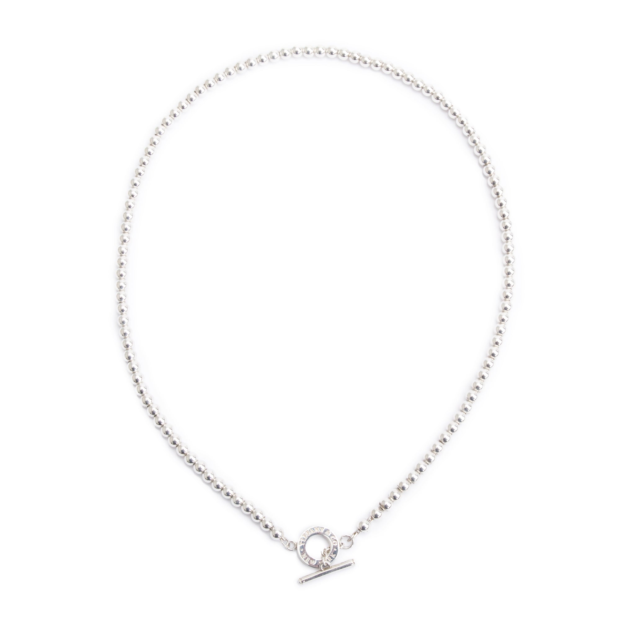 Tiffany & Co. Sterling Silver 4 MM Bead Toggle Necklace