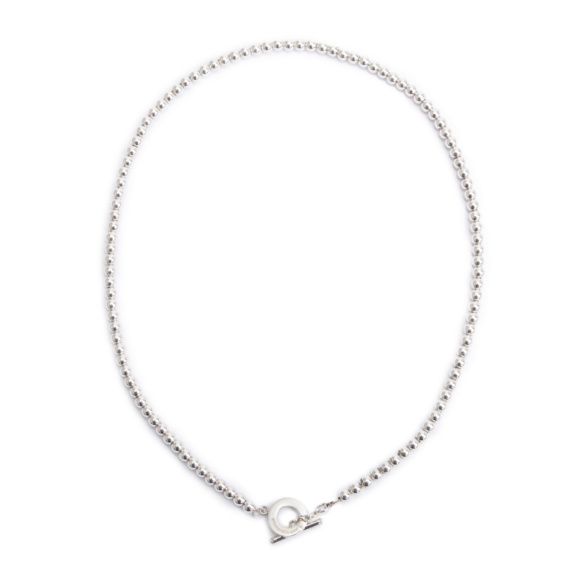 Tiffany & Co. Sterling Silver 4 MM Bead Toggle Necklace