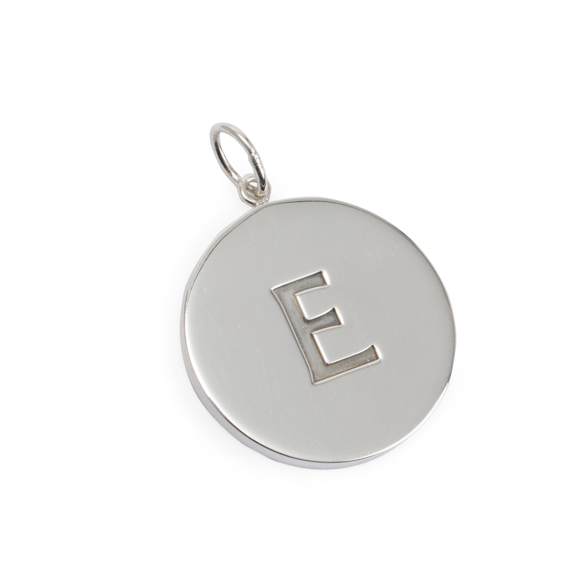 Tiffany & Co. Sterling Silver Alphabet Letter 'E' Round Tag Charm Pendant