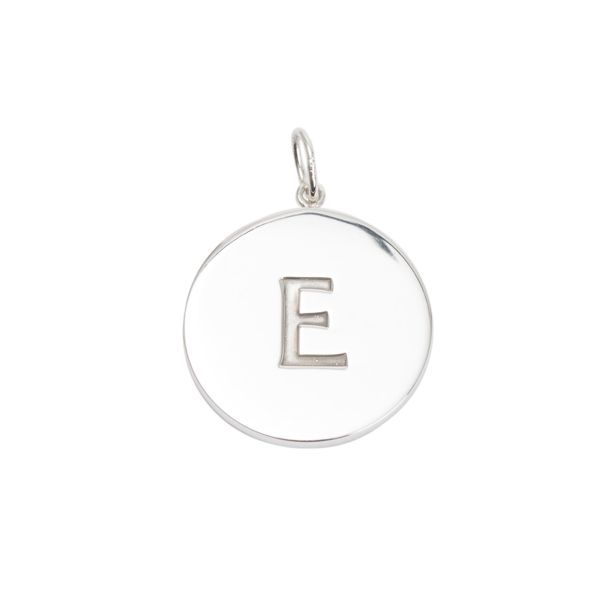 Tiffany & Co. Sterling Silver Alphabet Letter 'E' Round Tag Charm Pendant