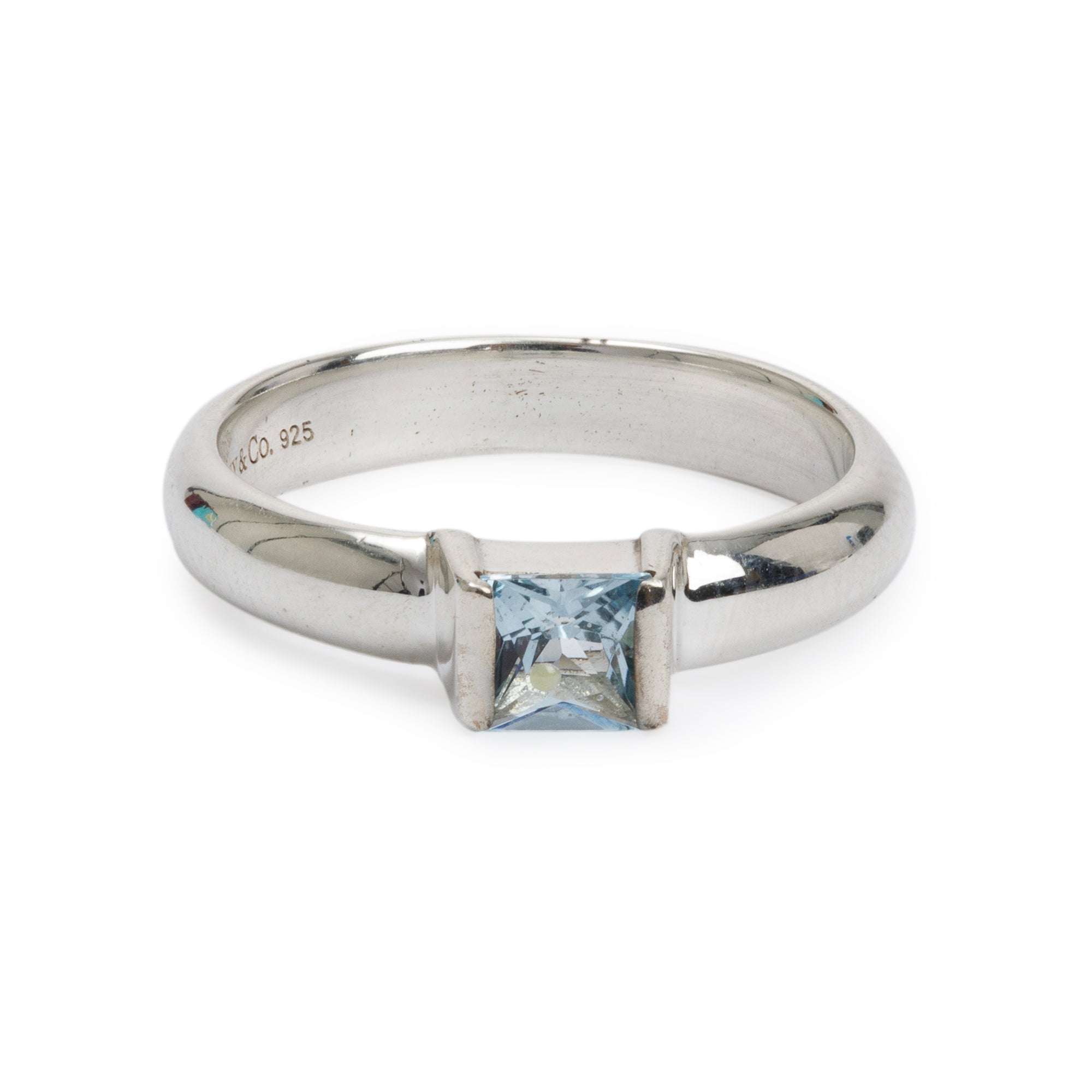 Tiffany & Co. Sterling Silver Aquamarine Cocktail Ring, Size 4.5
