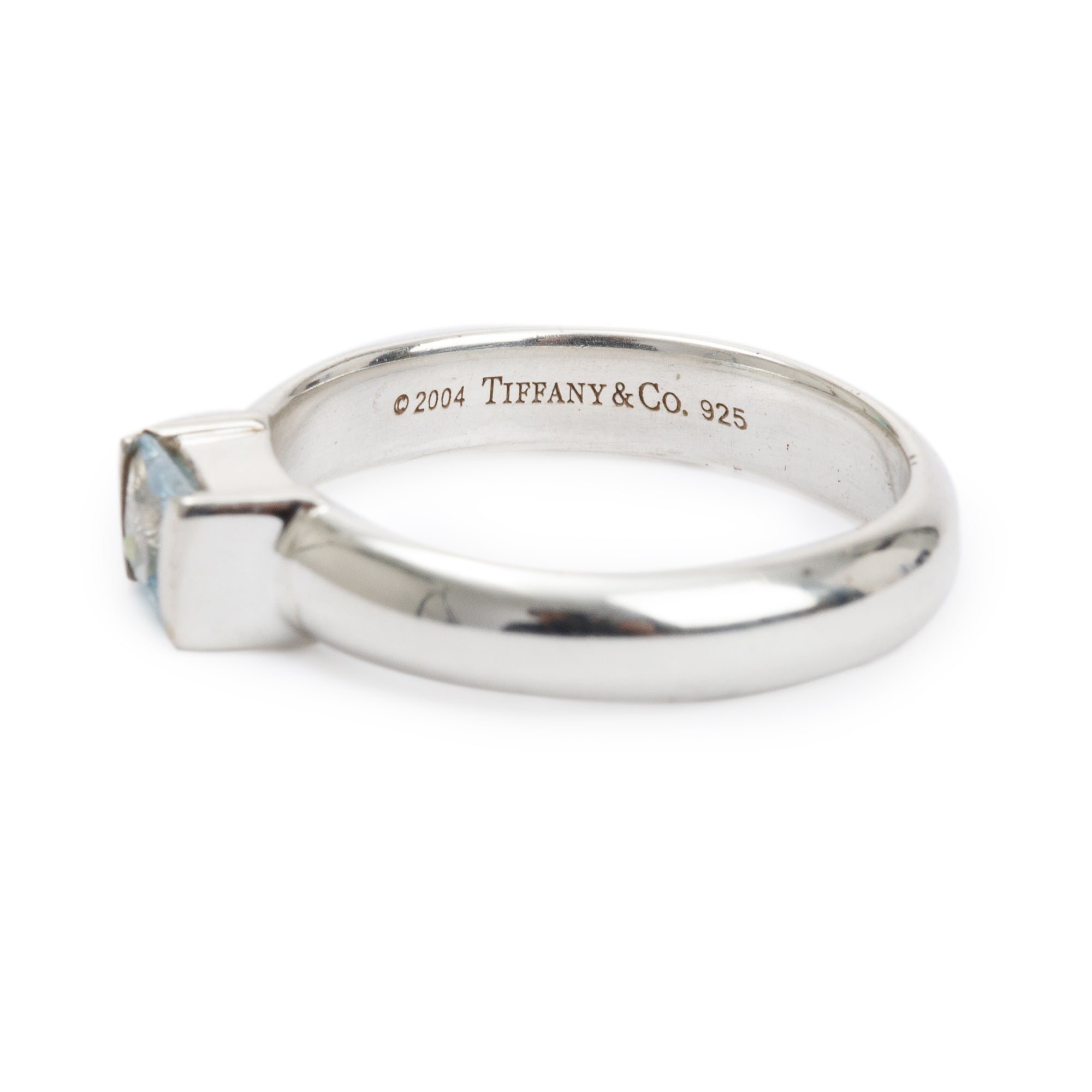 Tiffany & Co. Sterling Silver Aquamarine Cocktail Ring, Size 4.5