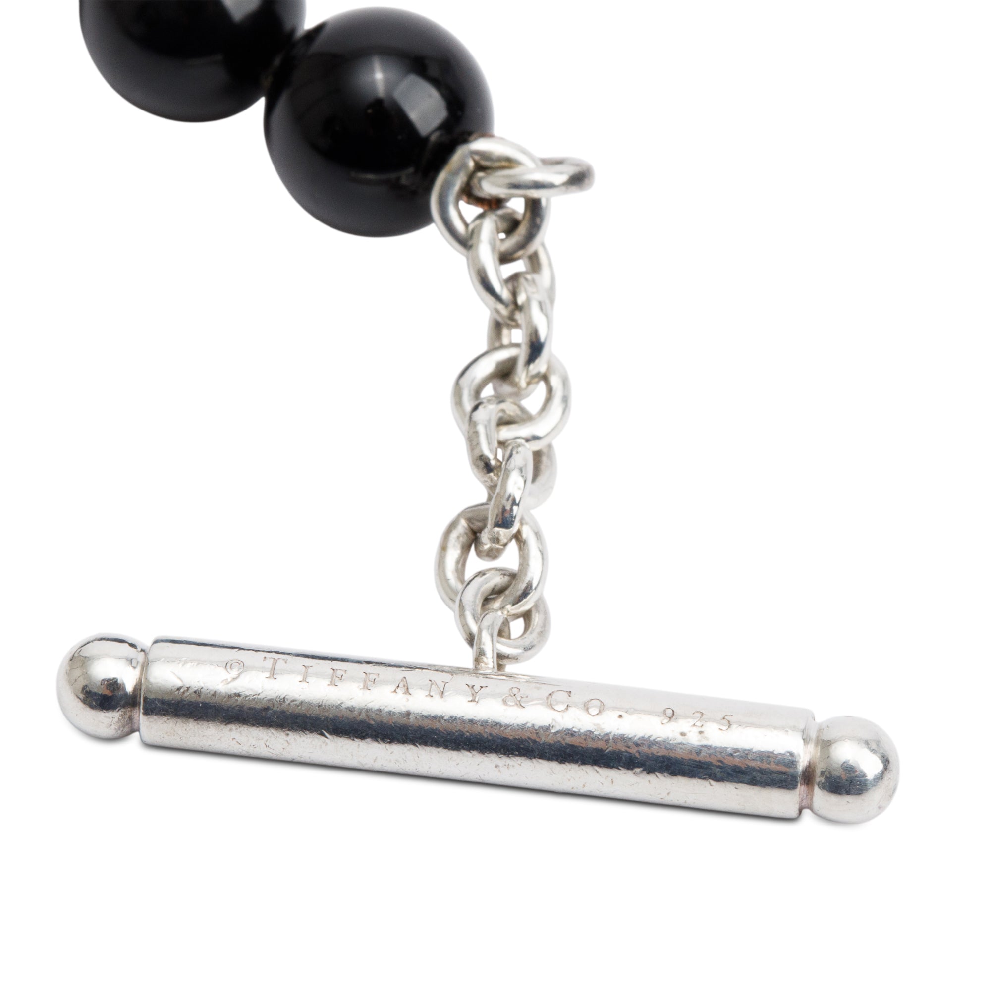 Tiffany & Co. Sterling Silver Black Onyx Bead Toggle Bracelet