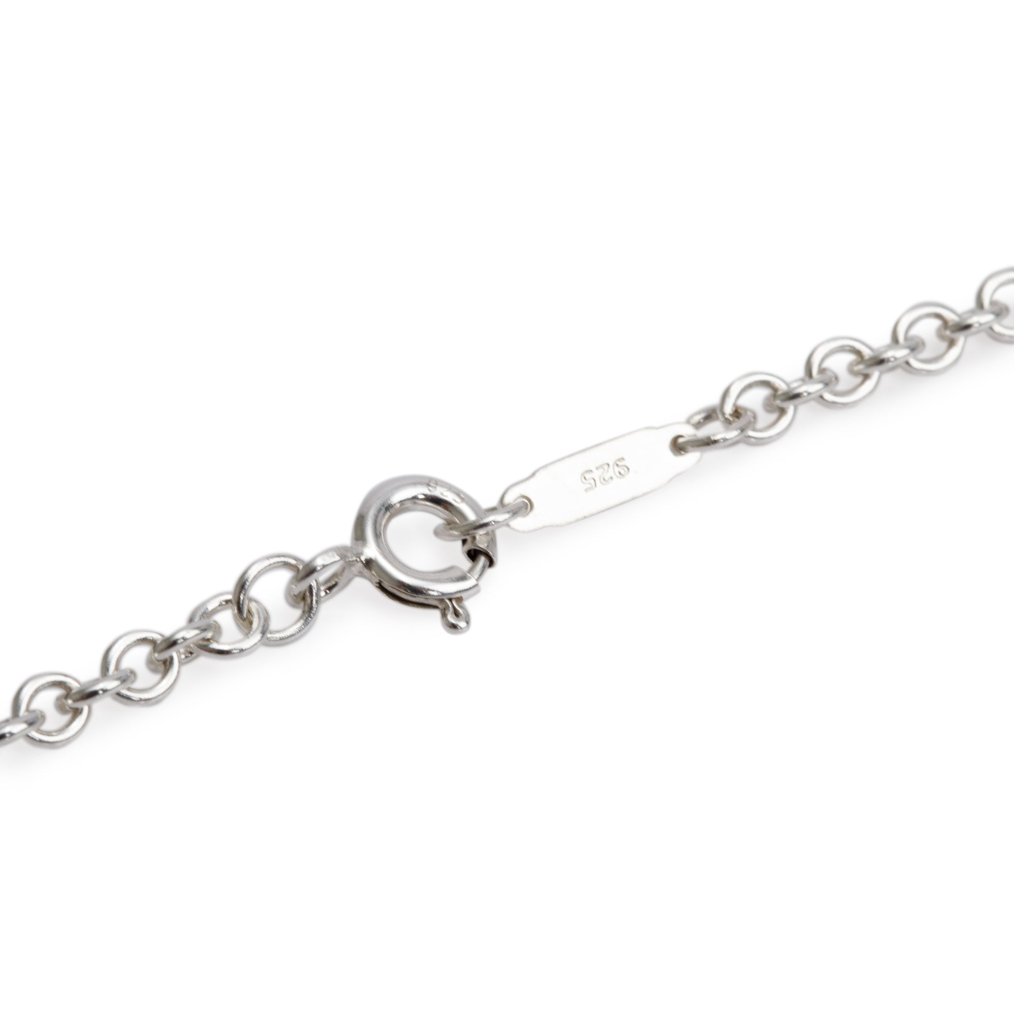 Tiffany & Co. Sterling Silver Blue Enamel Beaded Heart Key Pendant Necklace