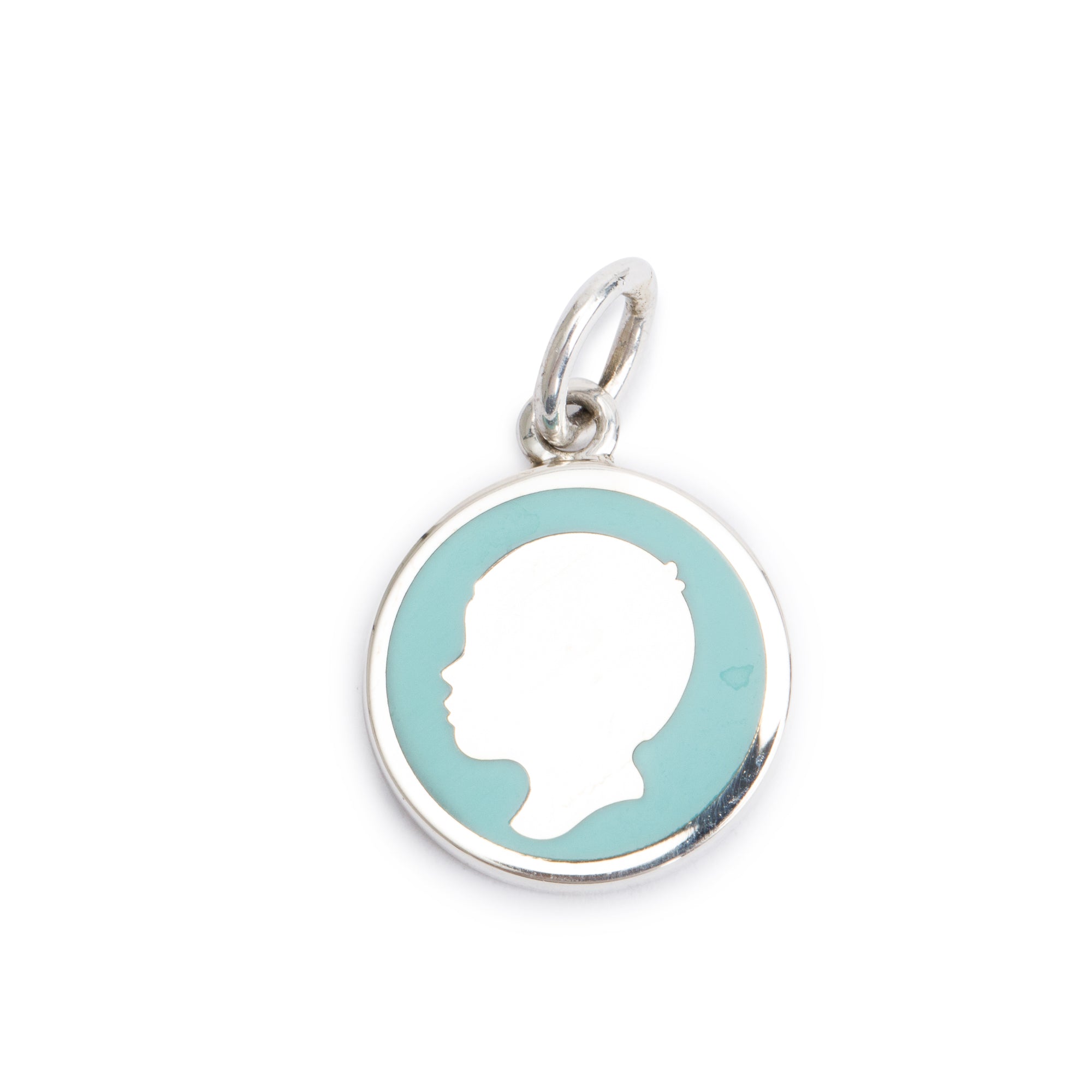 Tiffany & Co. Sterling Silver Blue Enamel Boy Tag Charm