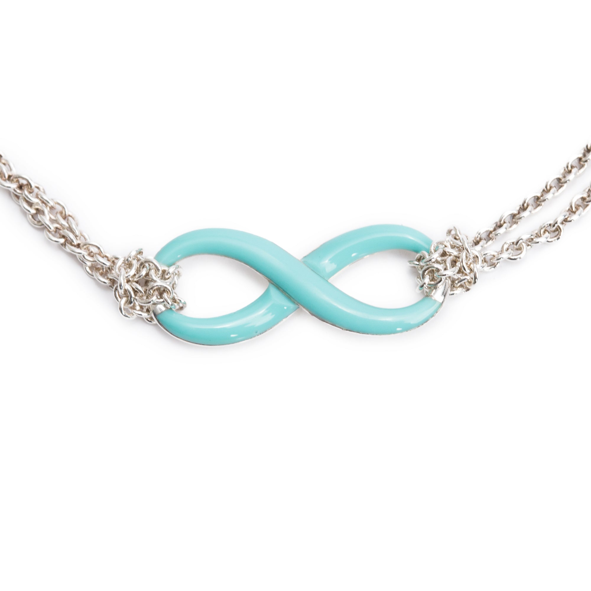 Tiffany & Co. Sterling Silver Blue Enamel Infinity Bracelet