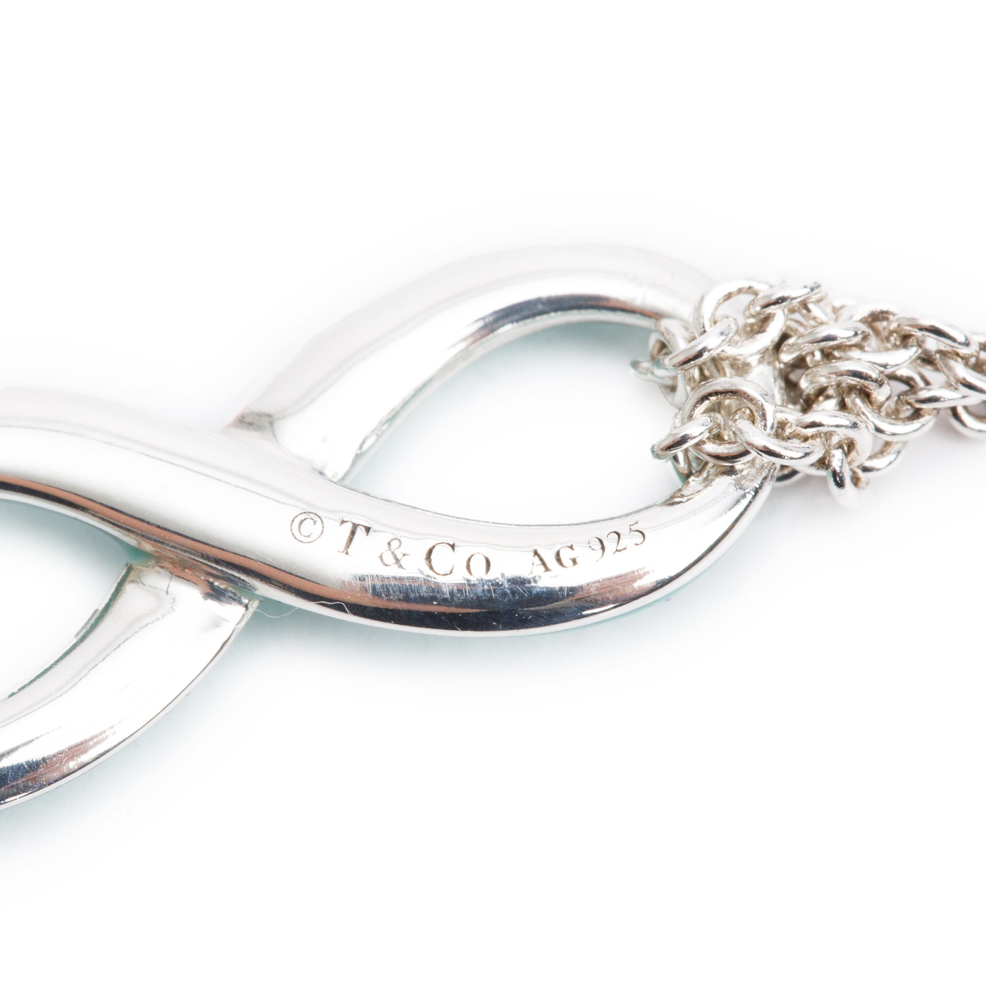 Tiffany & Co. Sterling Silver Blue Enamel Infinity Bracelet