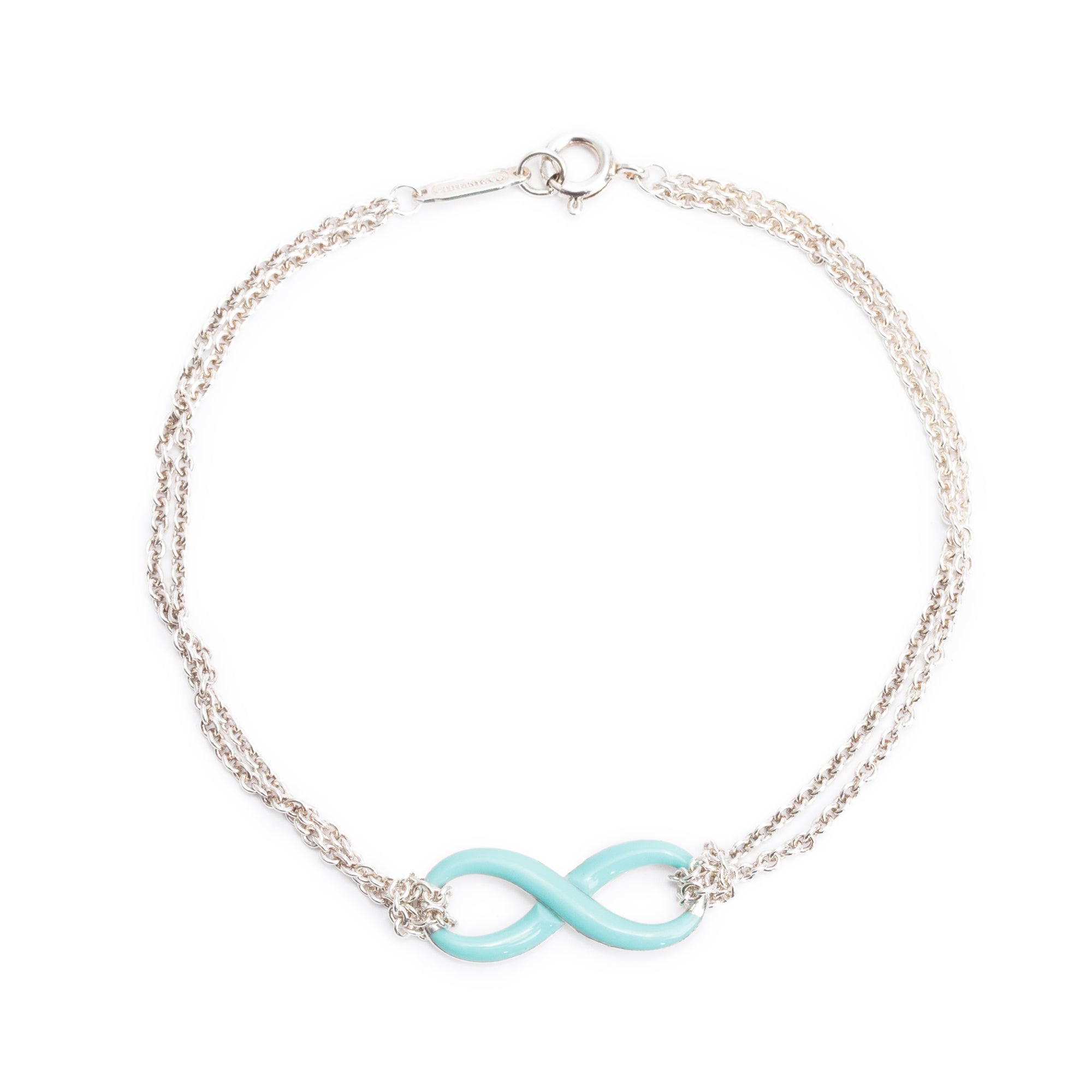 Tiffany & Co. Sterling Silver Blue Enamel Infinity Bracelet