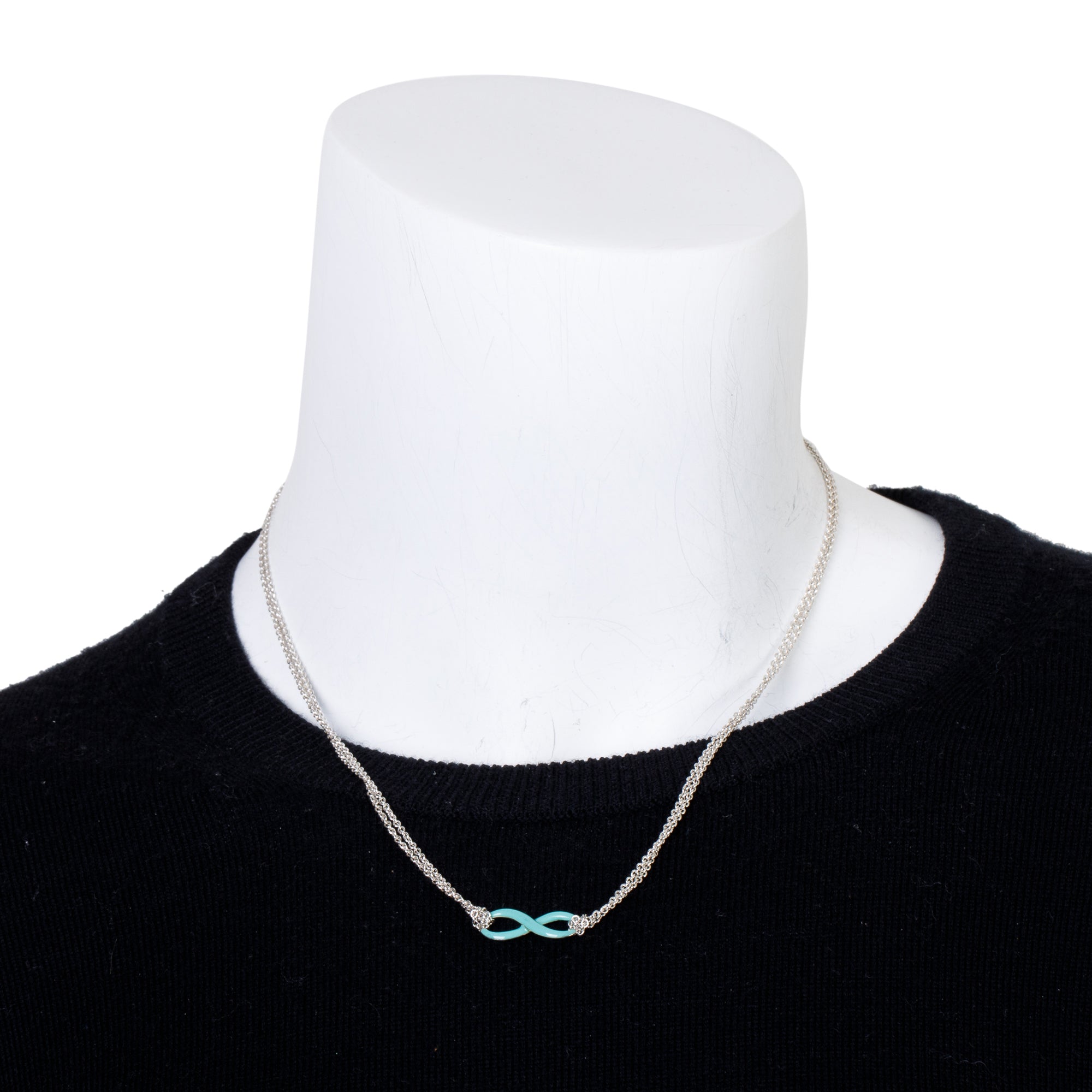 Tiffany & Co. Sterling Silver Blue Enamel Infinity Pendant Necklace