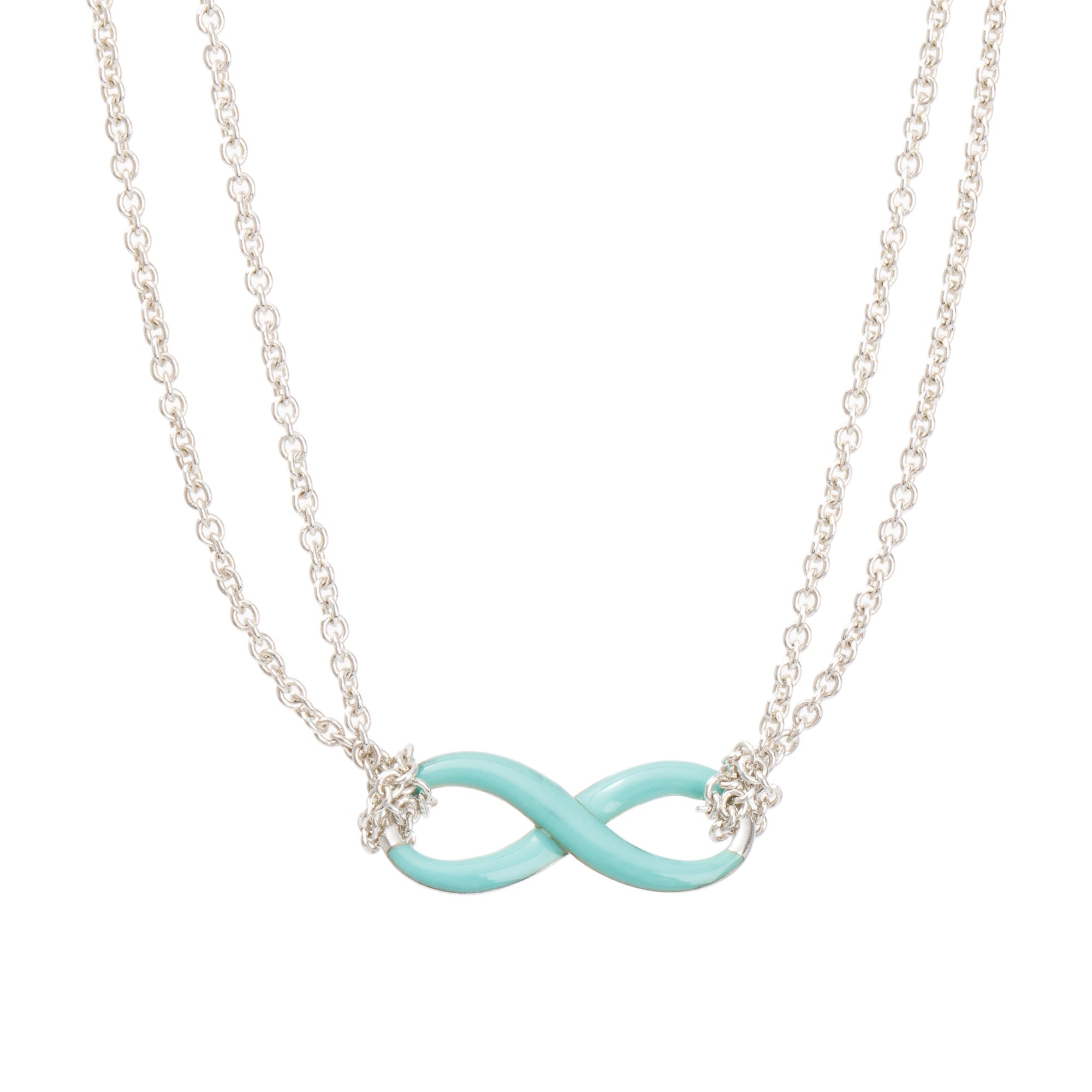 Tiffany & Co. Sterling Silver Blue Enamel Infinity Pendant Necklace