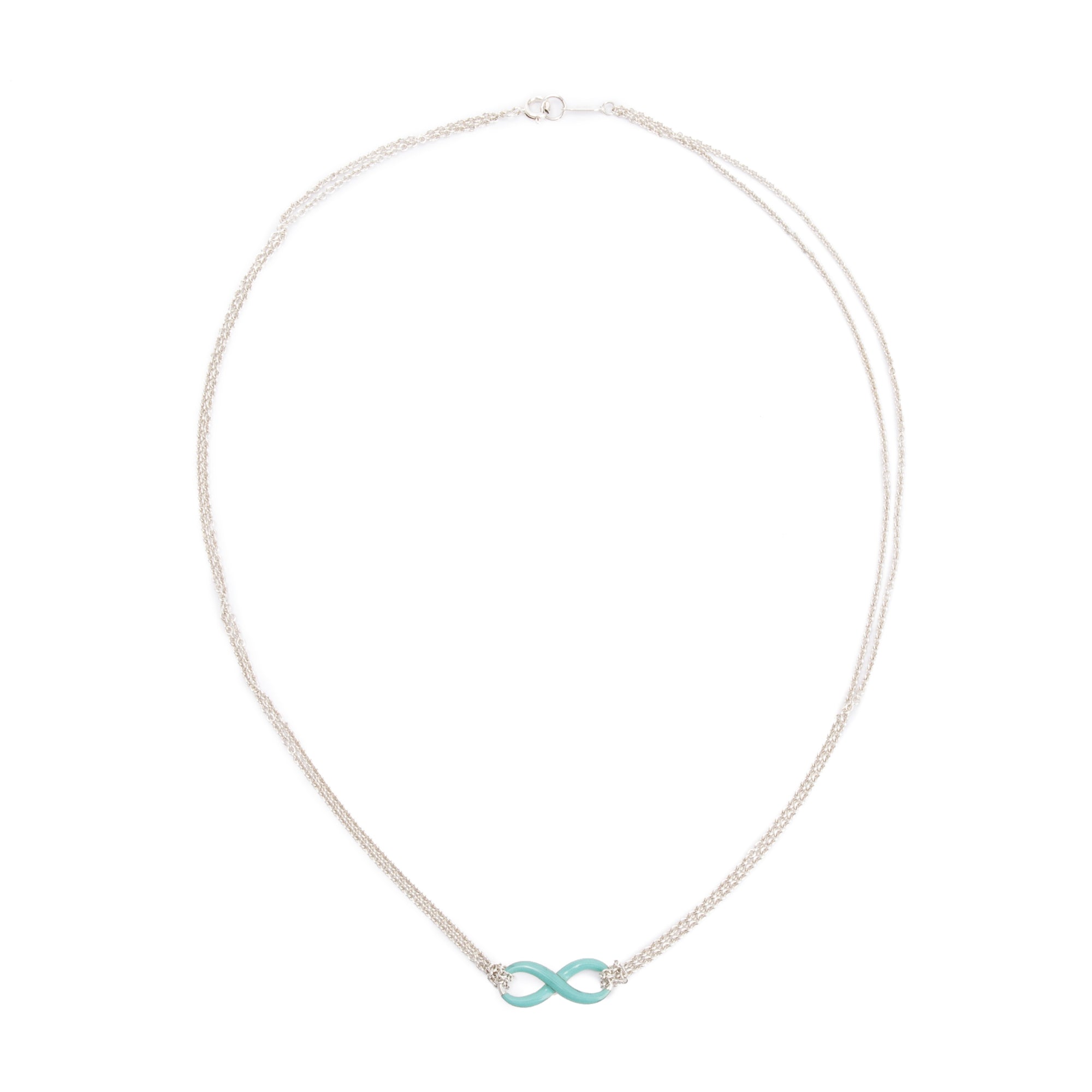 Tiffany & Co. Sterling Silver Blue Enamel Infinity Pendant Necklace