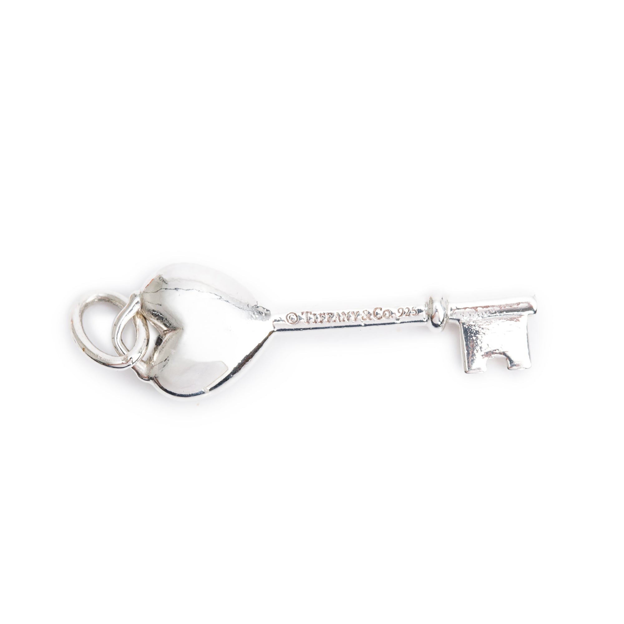 Tiffany & Co. Sterling Silver Blue Enamel Mini Heart Key Pendant