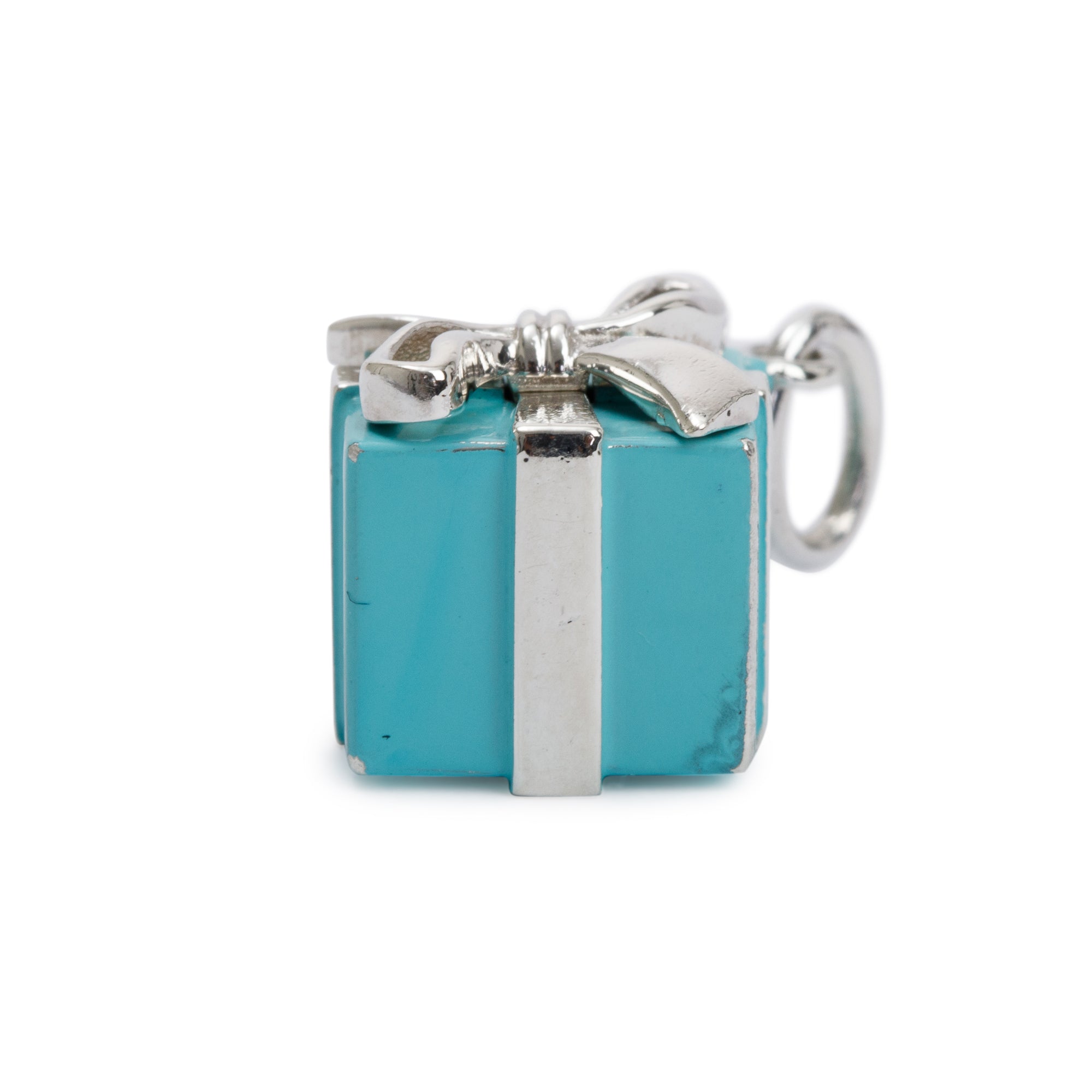 Tiffany & Co. Sterling Silver Blue Enamel Present Box Charm