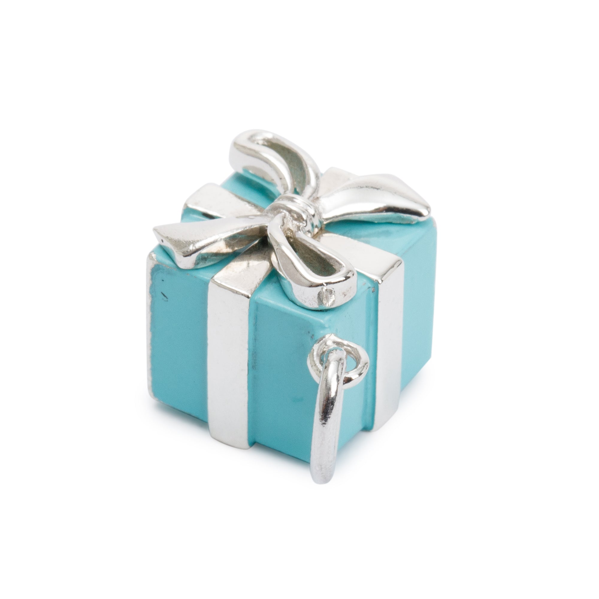 Tiffany & Co. Sterling Silver Blue Enamel Present Box Charm