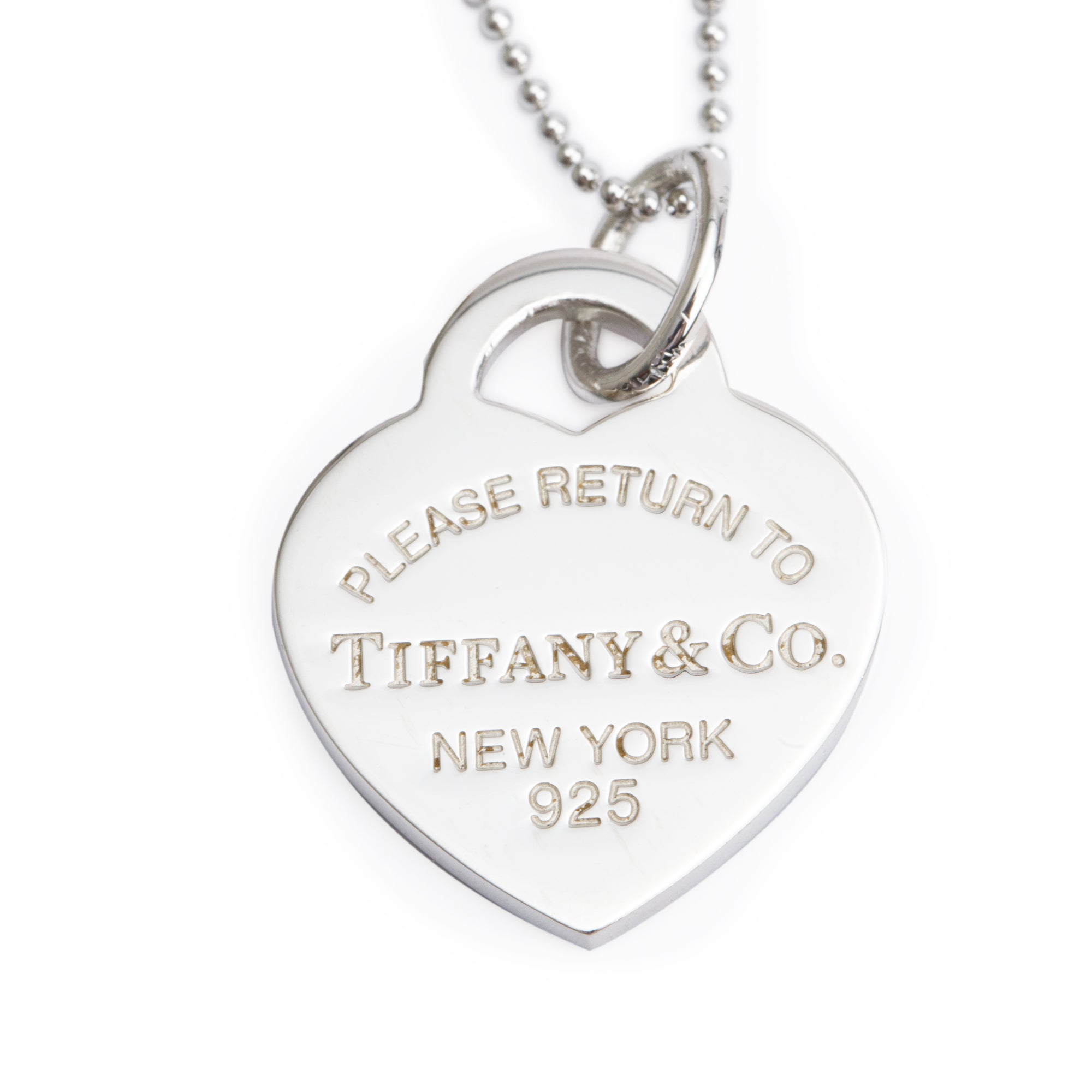 Tiffany & Co. Sterling Silver Blue Enamel Return to Tiffany Medium Heart Tag Pendant Necklace