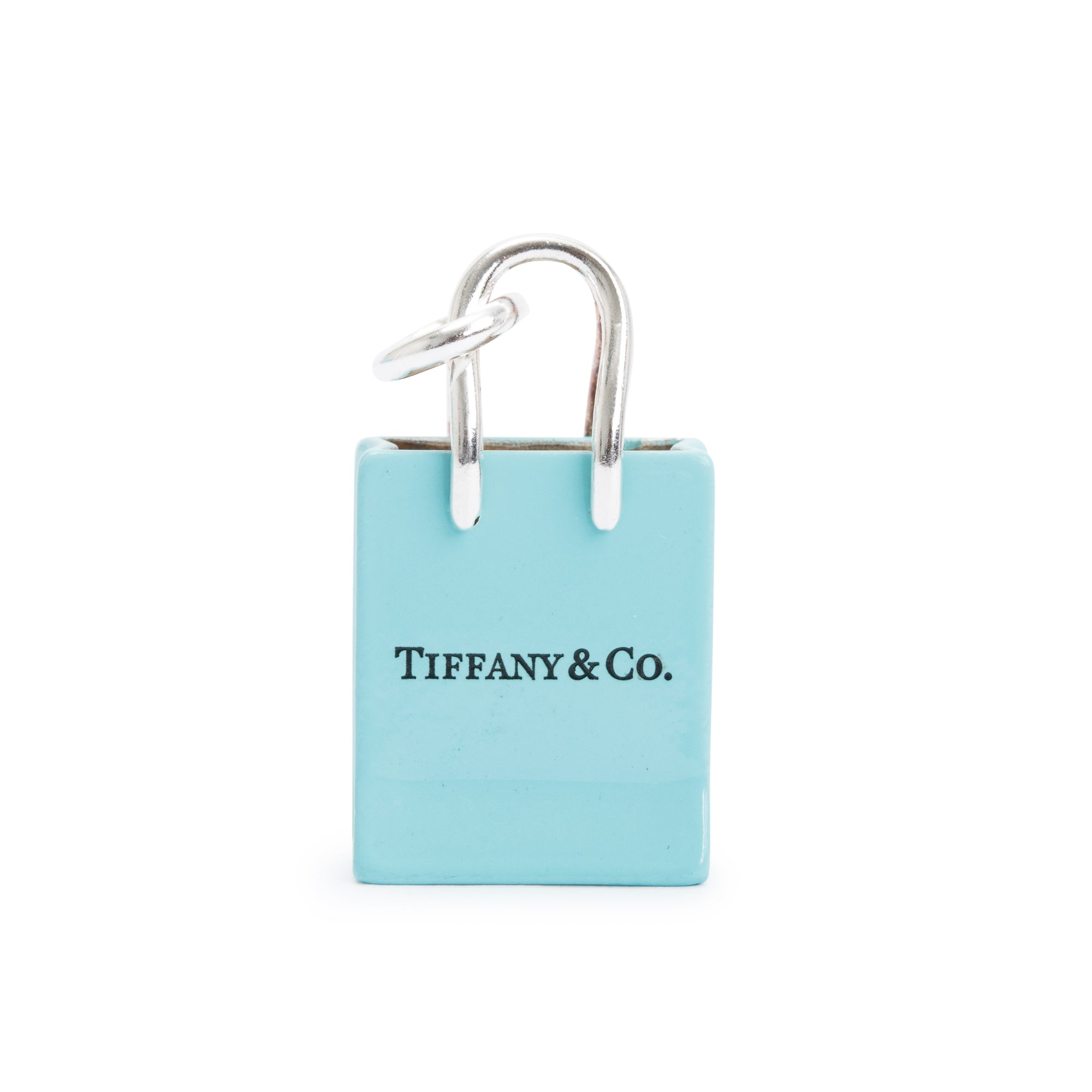 Tiffany & Co. Sterling Silver Blue Enamel Shopping Bag Charm