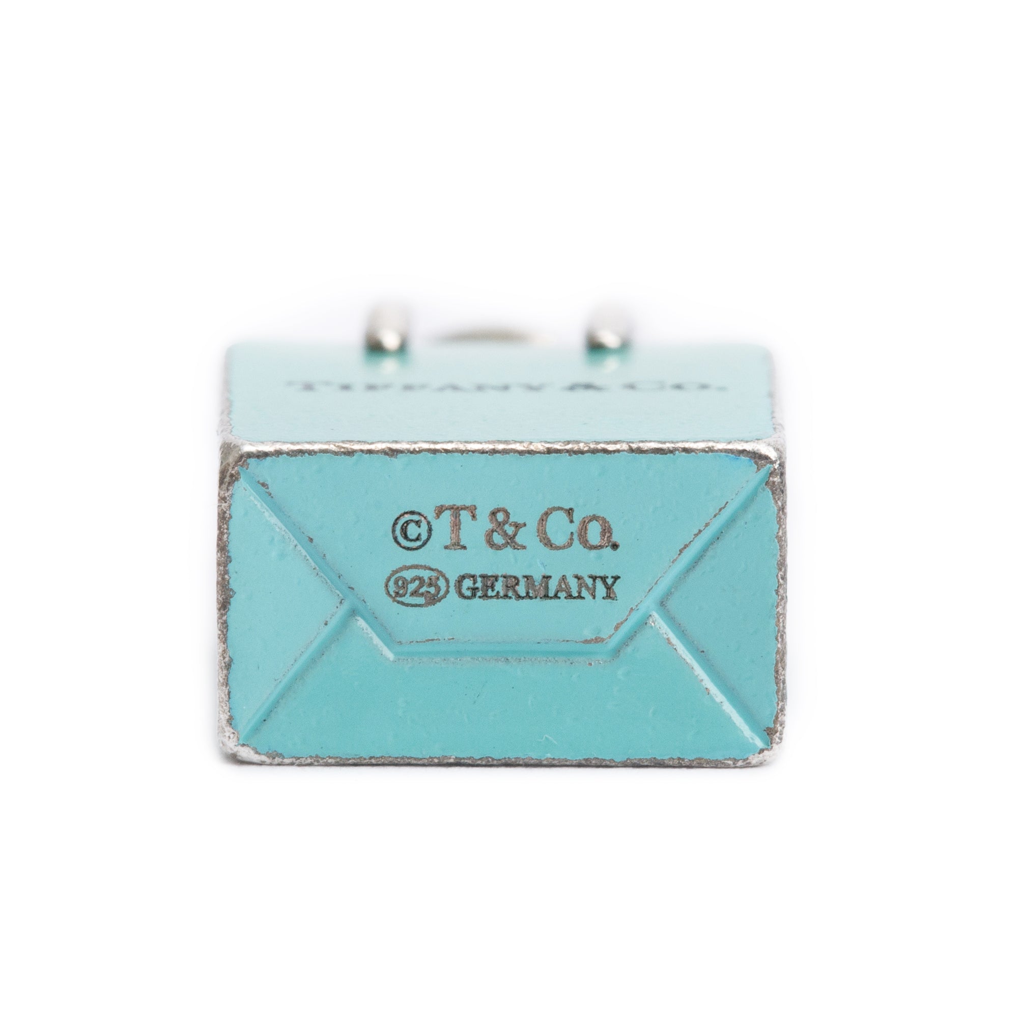 Tiffany & Co. Sterling Silver Blue Enamel Shopping Bag Charm