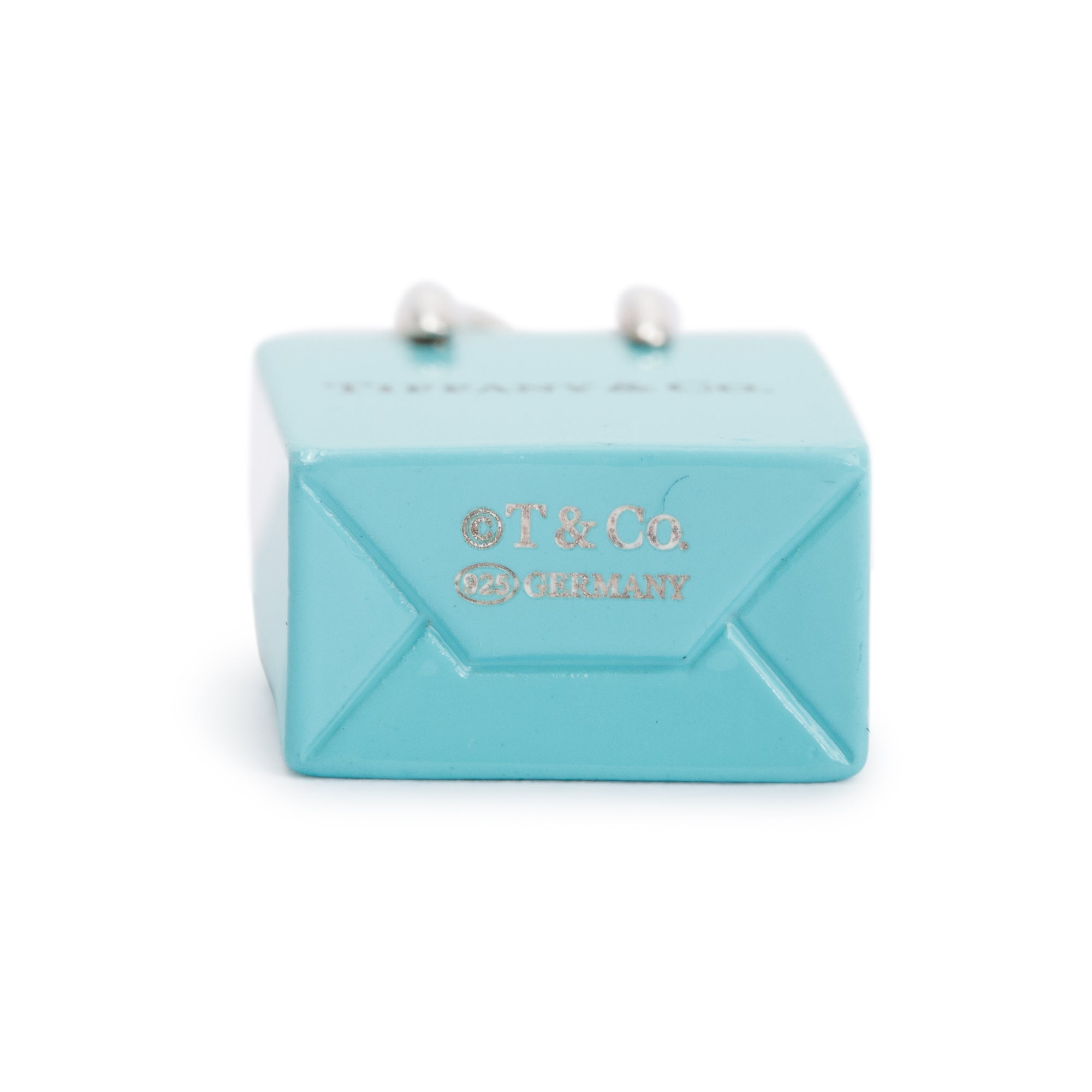 Tiffany & Co. Sterling Silver Blue Enamel Shopping Bag Charm