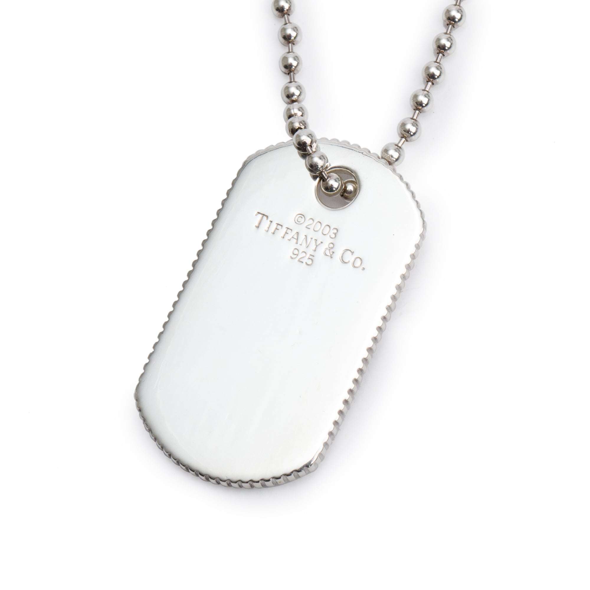 Tiffany & Co. Sterling Silver Coin Edge Dog Tag Pendant Necklace