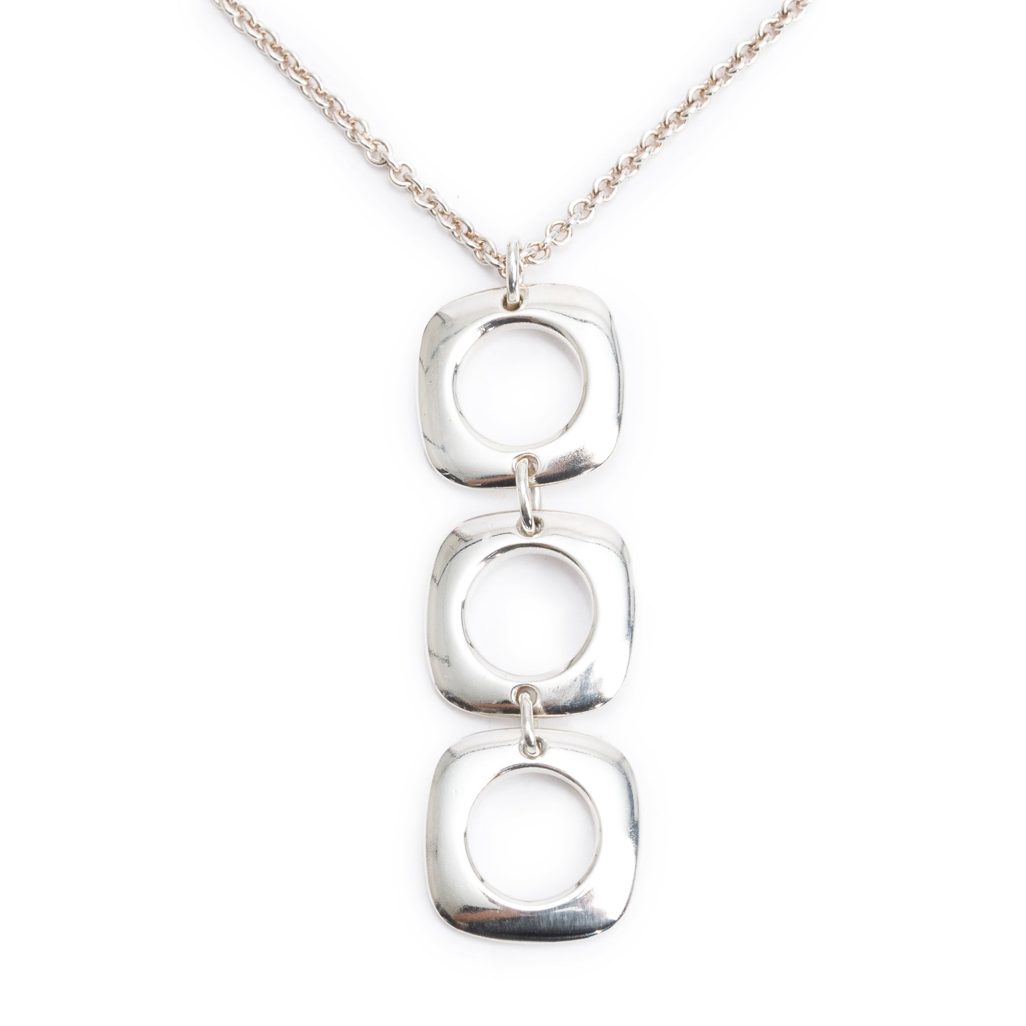 Tiffany & Co. Sterling Silver Cushion Drop Pendant Necklace