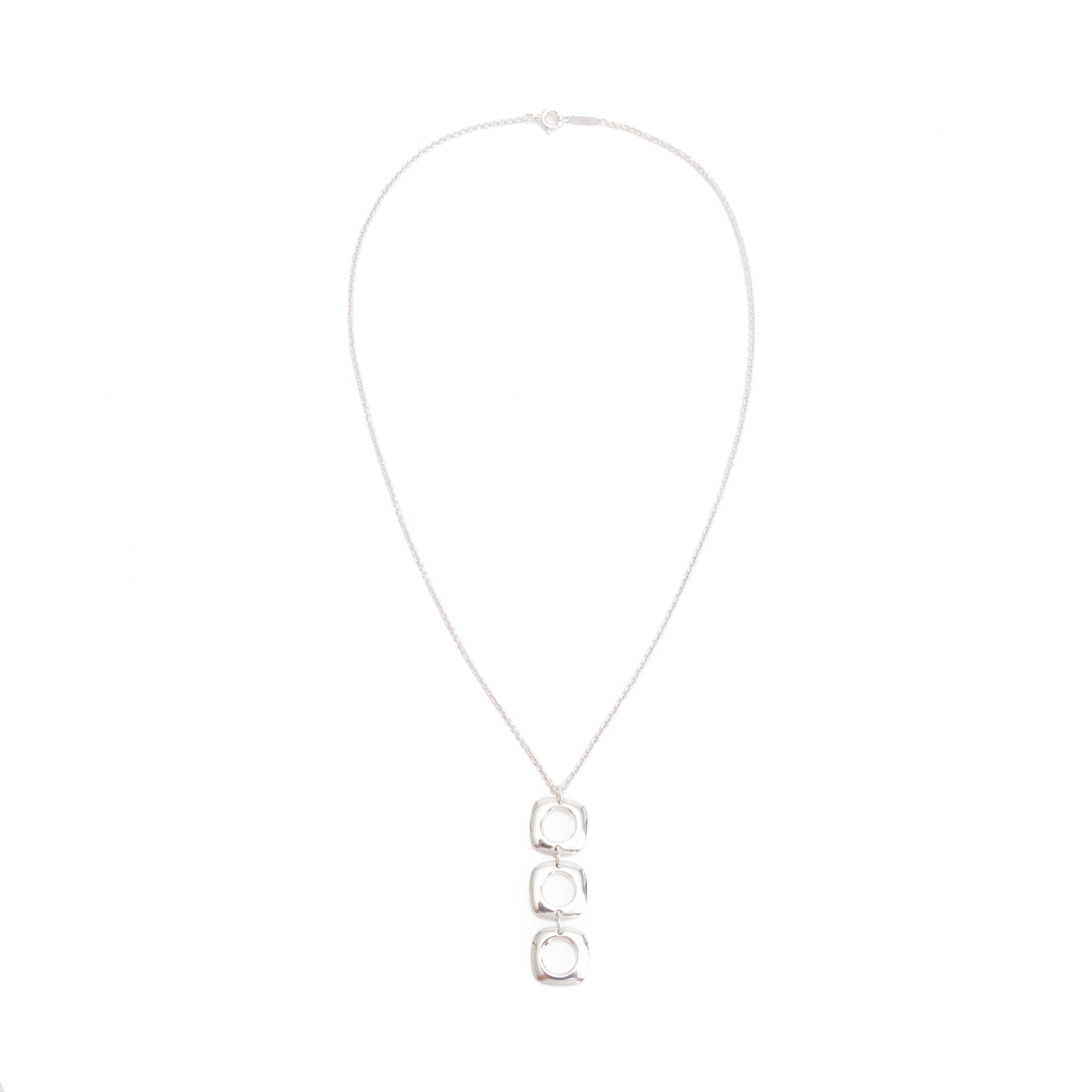 Tiffany & Co. Sterling Silver Cushion Drop Pendant Necklace