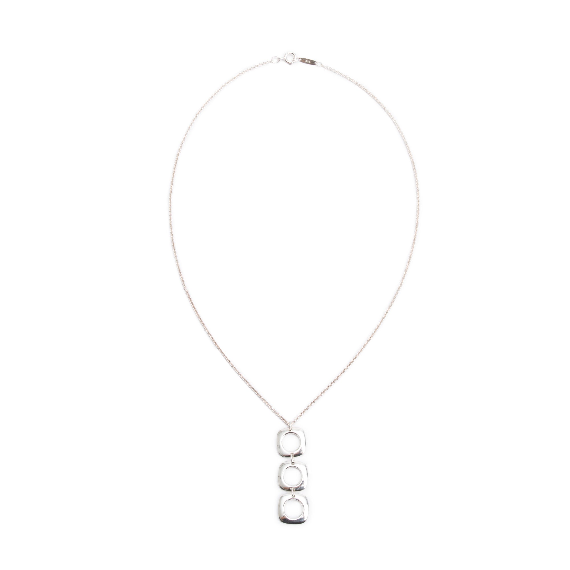 Tiffany & Co. Sterling Silver Cushion Drop Pendant Necklace