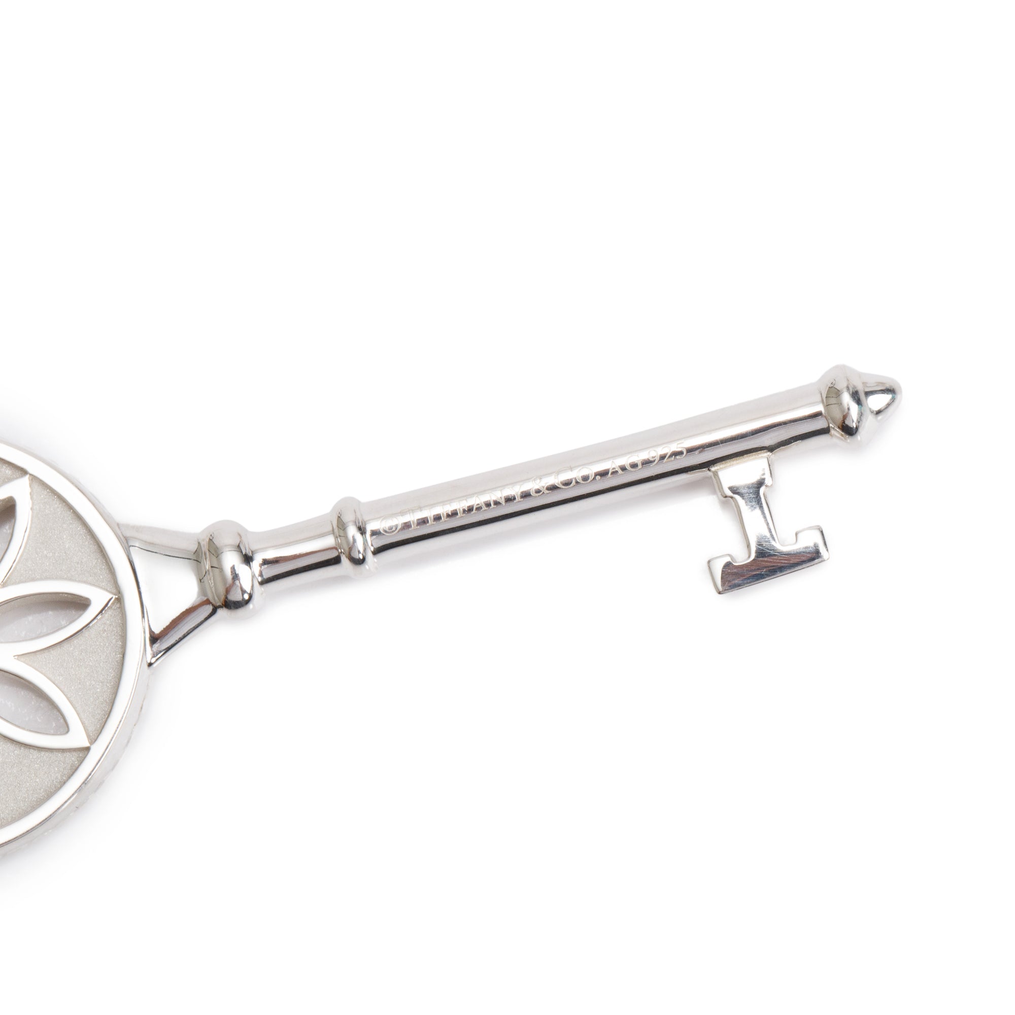 Tiffany & Co. Sterling Silver Diamond Large Daisy Key Pendant Necklace