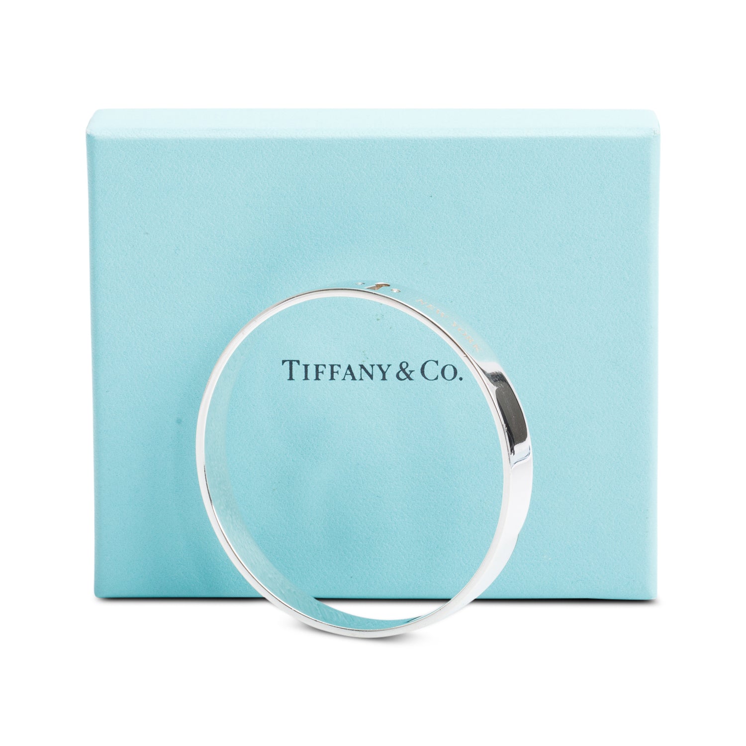 Tiffany & Co. Sterling Silver Diamond Locks Bangle w/ Box