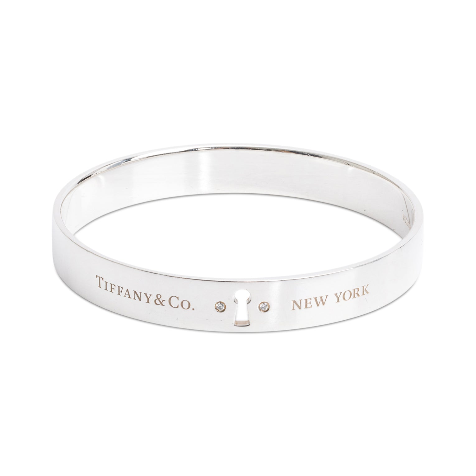 Tiffany & Co. Sterling Silver Diamond Locks Bangle w/ Box