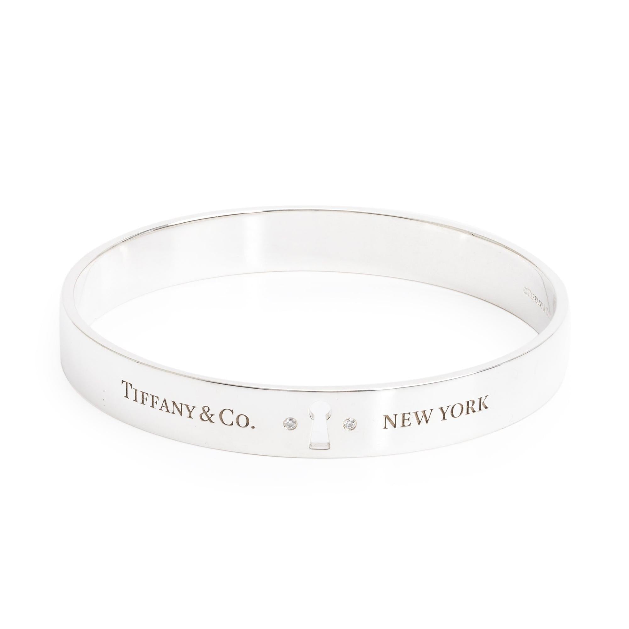 Tiffany & Co. Sterling Silver Diamond Locks Bangle